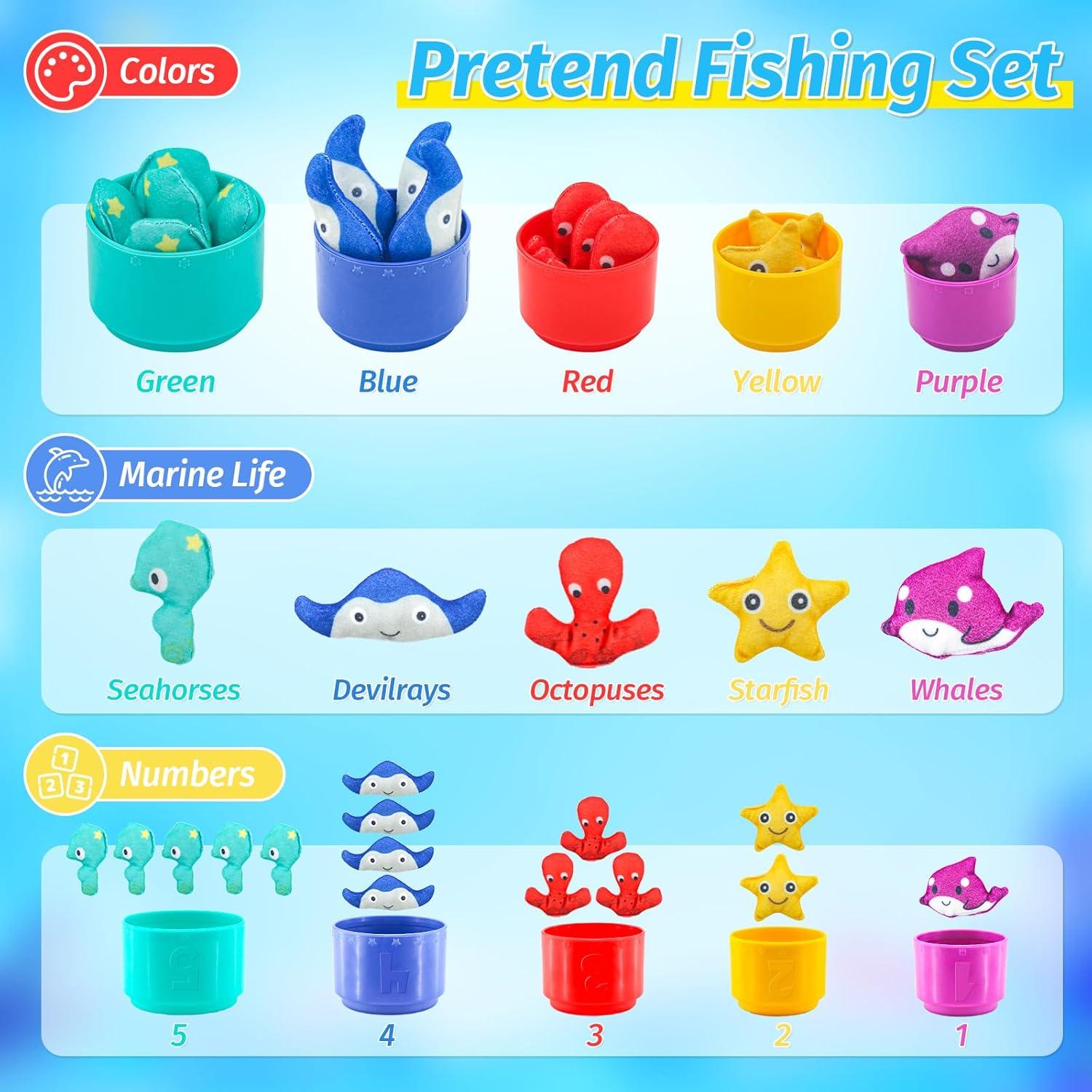 Juego de Pesca Montessori iKrto 23 Piezas para Niños 1-3 Años