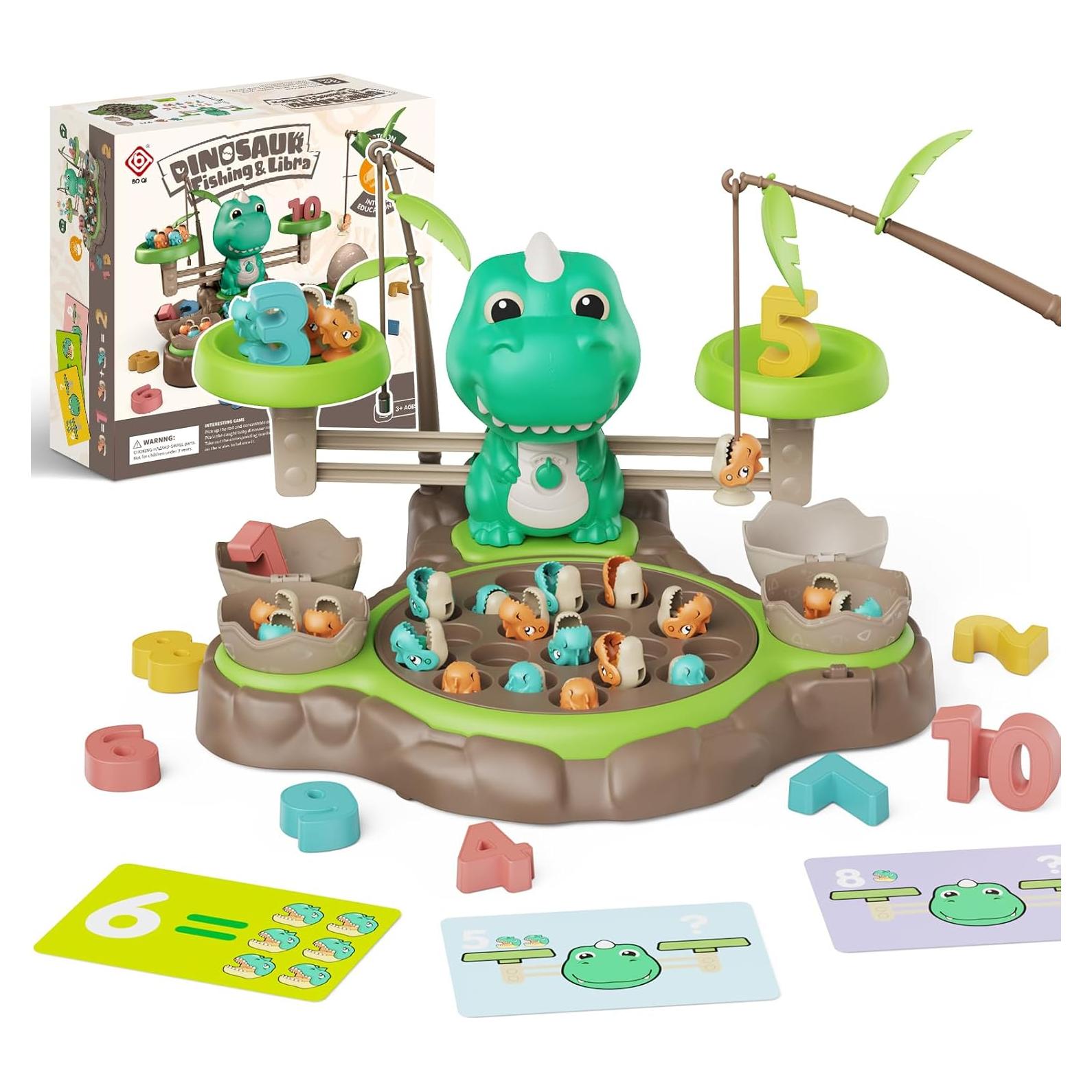 Juego de Pesca Magnética Geokay 2 en 1 Dinosaurios y Matemáticas