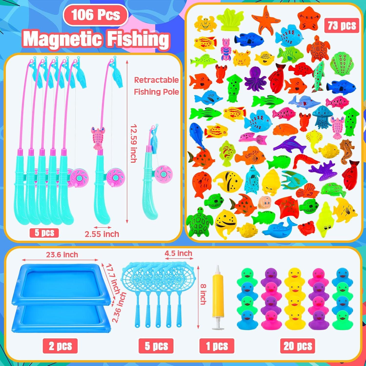 Juego de Pesca Magnética Leyndo 106 Pcs para Niños 3-6 Años