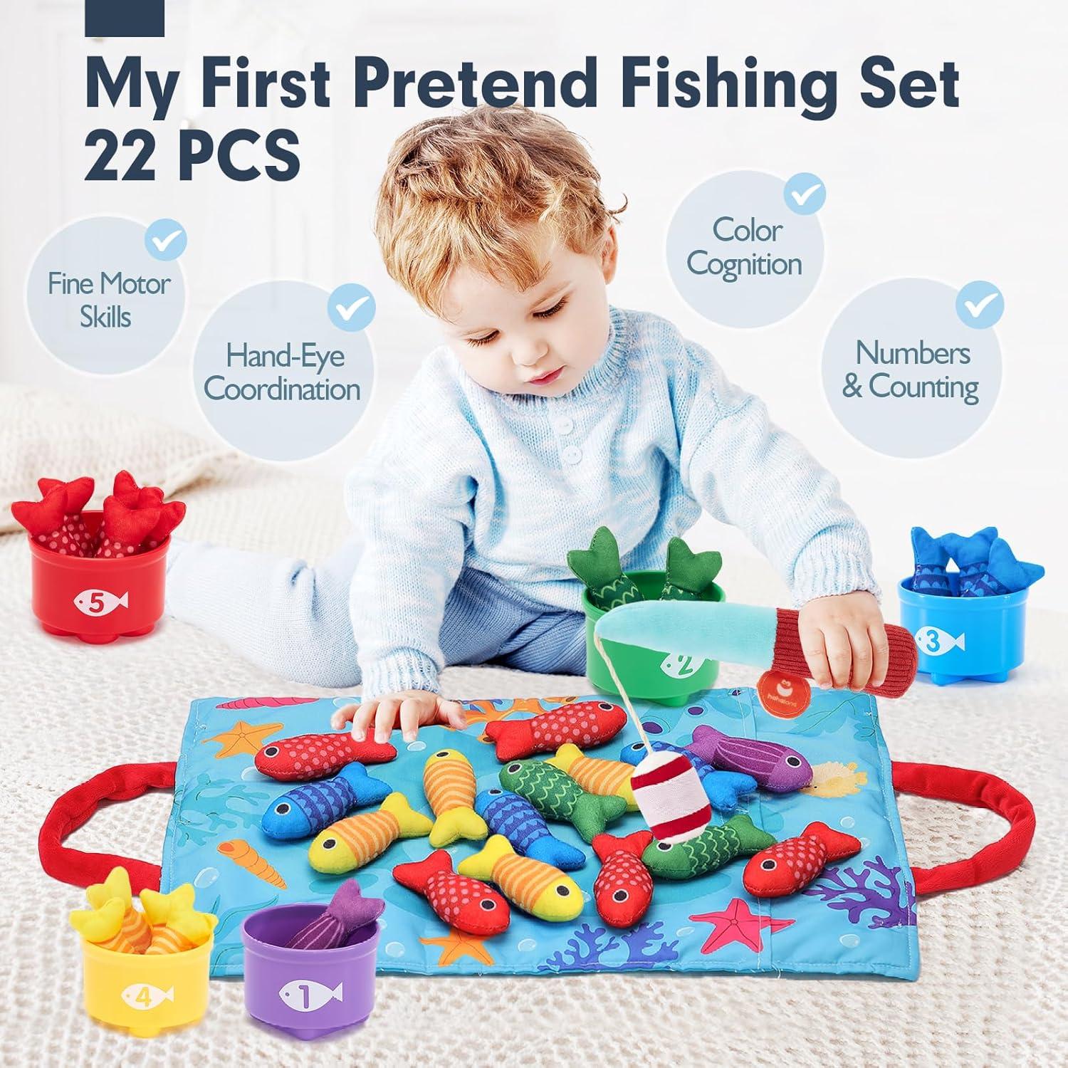 Juego de Pesca Montessori Hahaland con 22 Piezas y Tapete