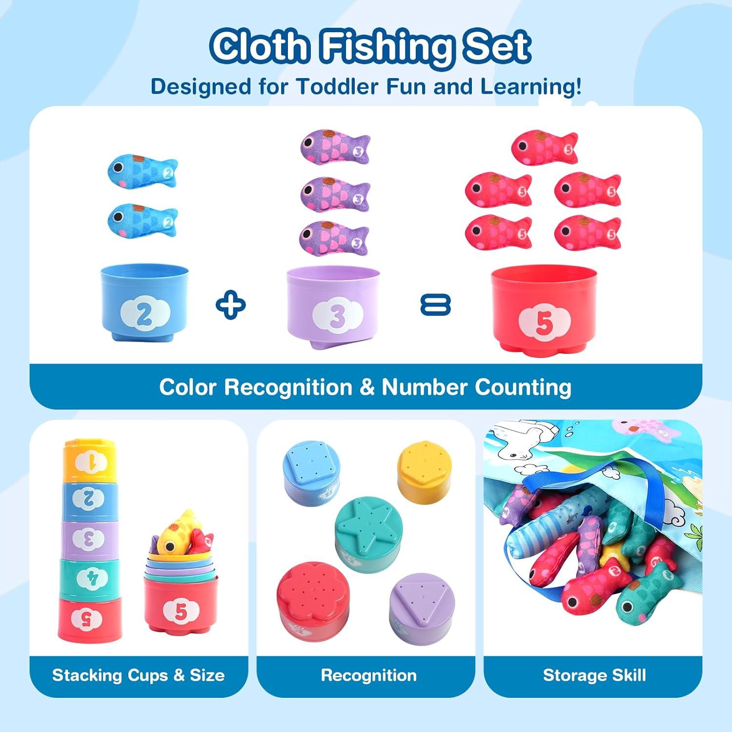 Juguetes Montessori Vichtop Juego de Pesca 22 Piezas 1-3 Años