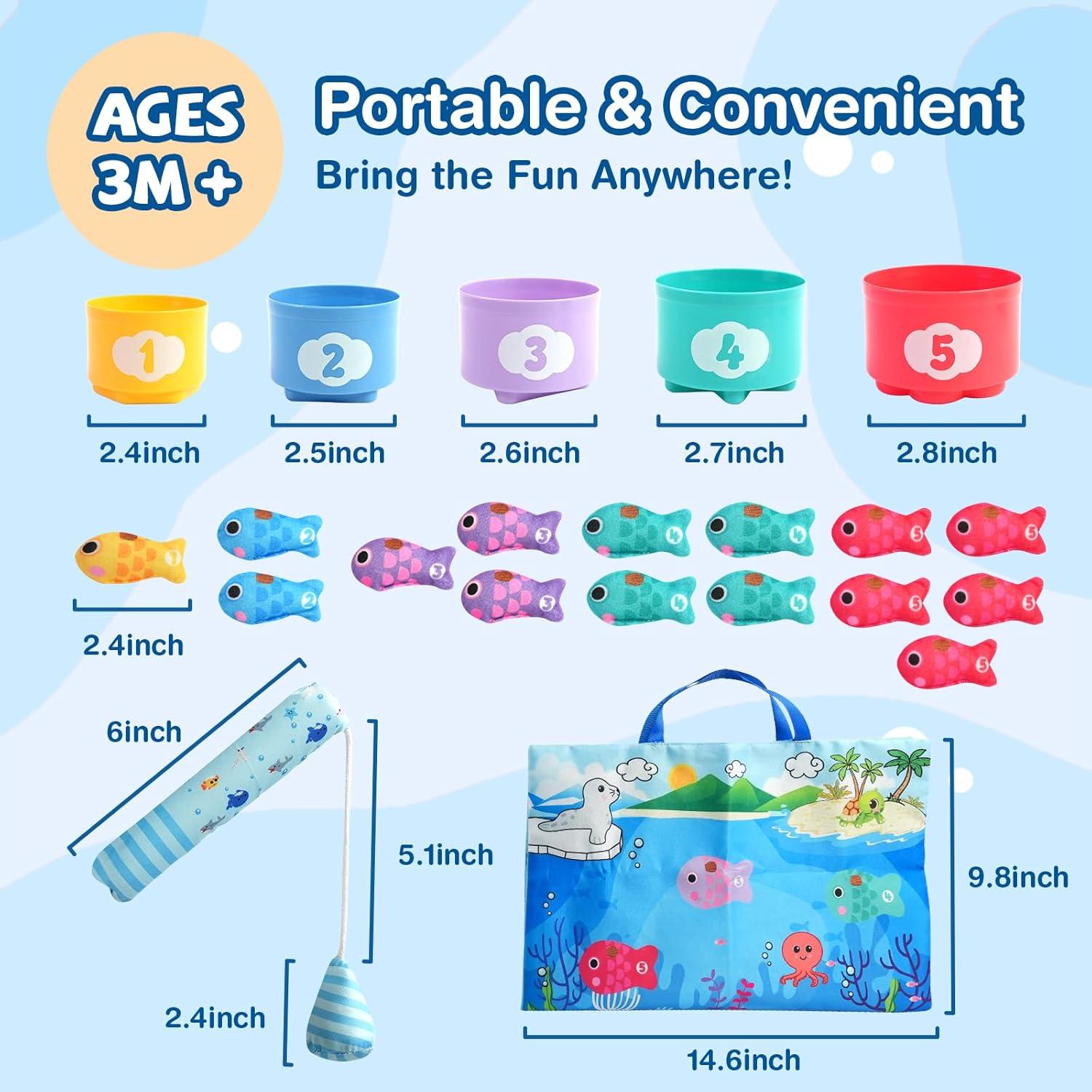 Juguetes Montessori Vichtop Juego de Pesca 22 Piezas 1-3 Años