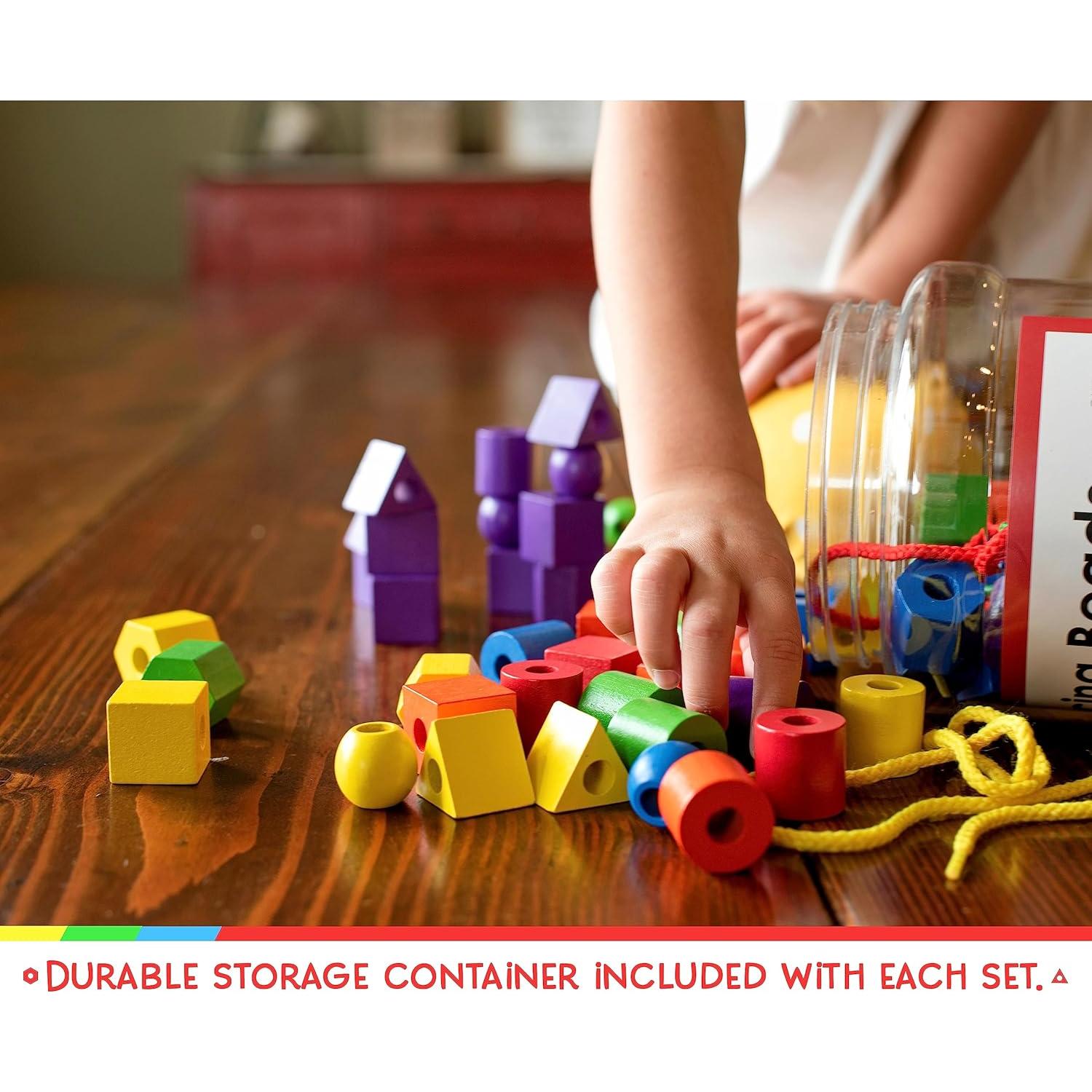 Set de Cuentas de Enhebrar de Madera LMC 125 Piezas 6 Colores