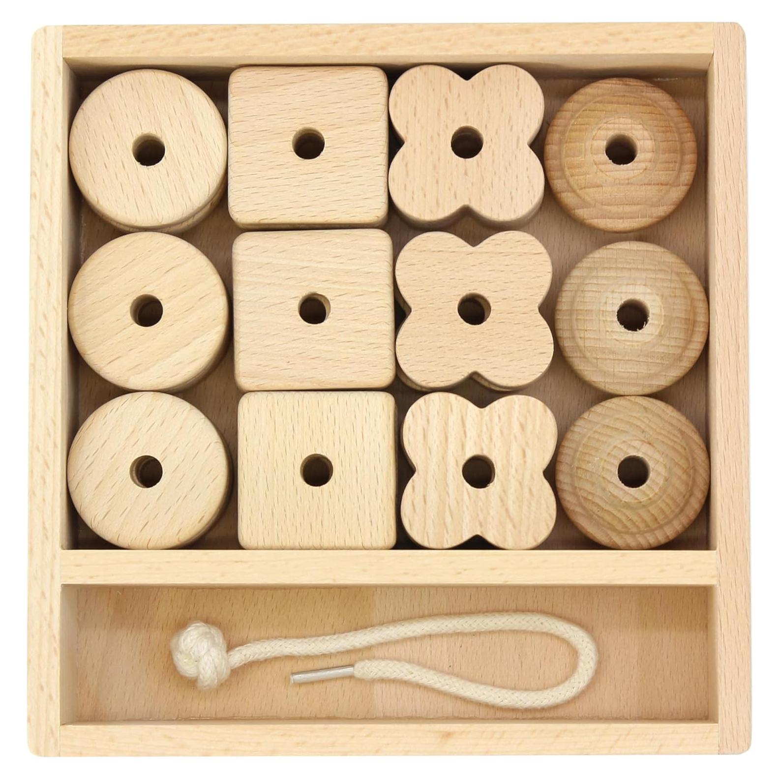 Kiddison Cuentas de Enhebrar de Madera Grande 27 Piezas