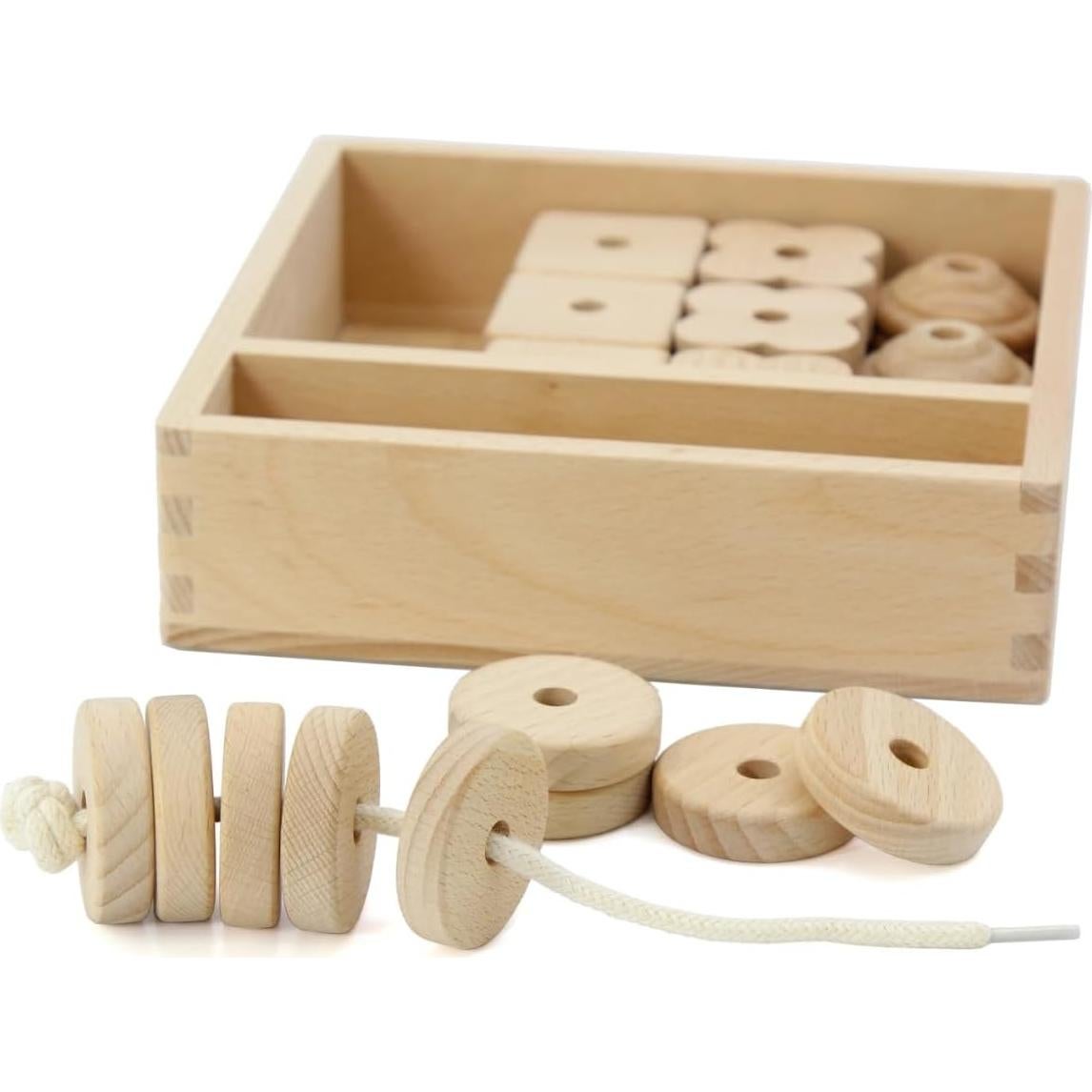 Kiddison Cuentas de Enhebrar de Madera Grande 27 Piezas