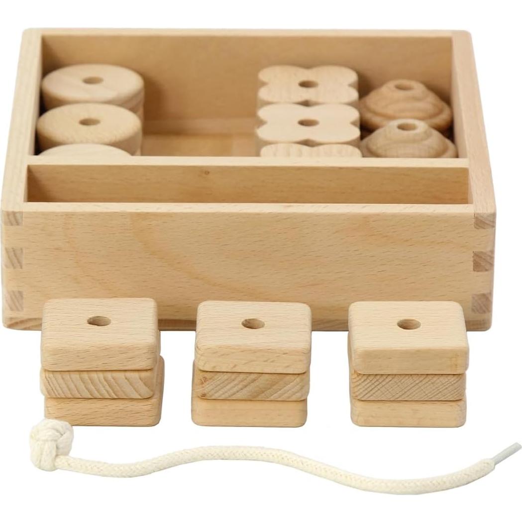 Kiddison Cuentas de Enhebrar de Madera Grande 27 Piezas