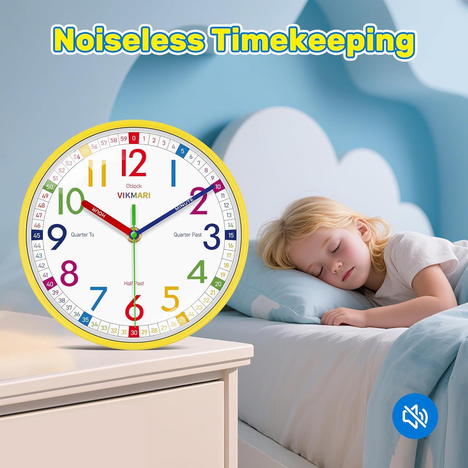 Reloj de Aprendizaje VIKMARI 20 cm Silencioso para Niños