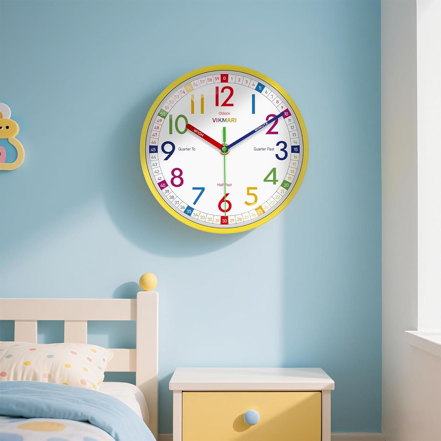 Reloj de Aprendizaje VIKMARI 20 cm Silencioso para Niños