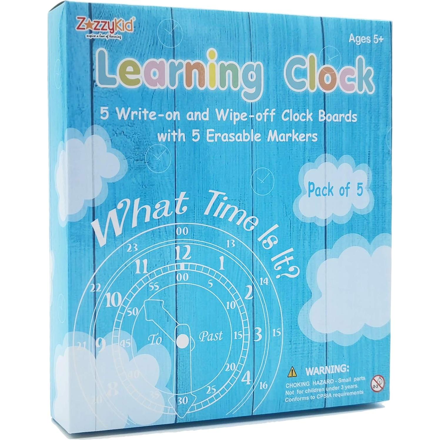 Reloj Analógico de Aprendizaje ZazzyKid - 5 Unidades para Niños