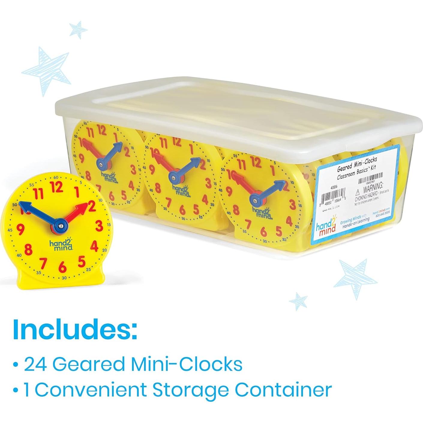 Kit de Relojes de Aprendizaje hand2mind 24 Piezas 10.16 cm