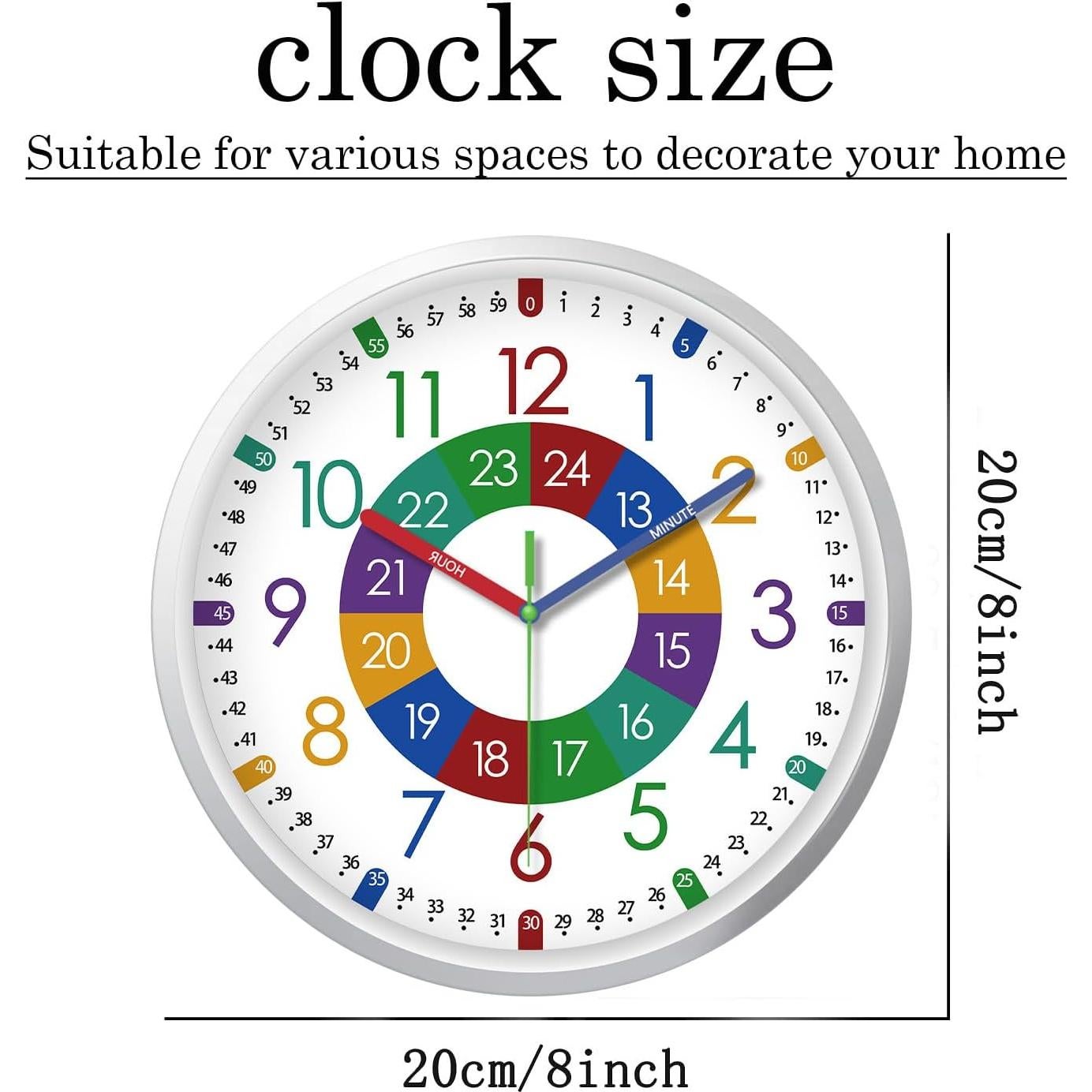 Reloj de Aprendizaje XFM Silencioso 20.32 cm para Niños