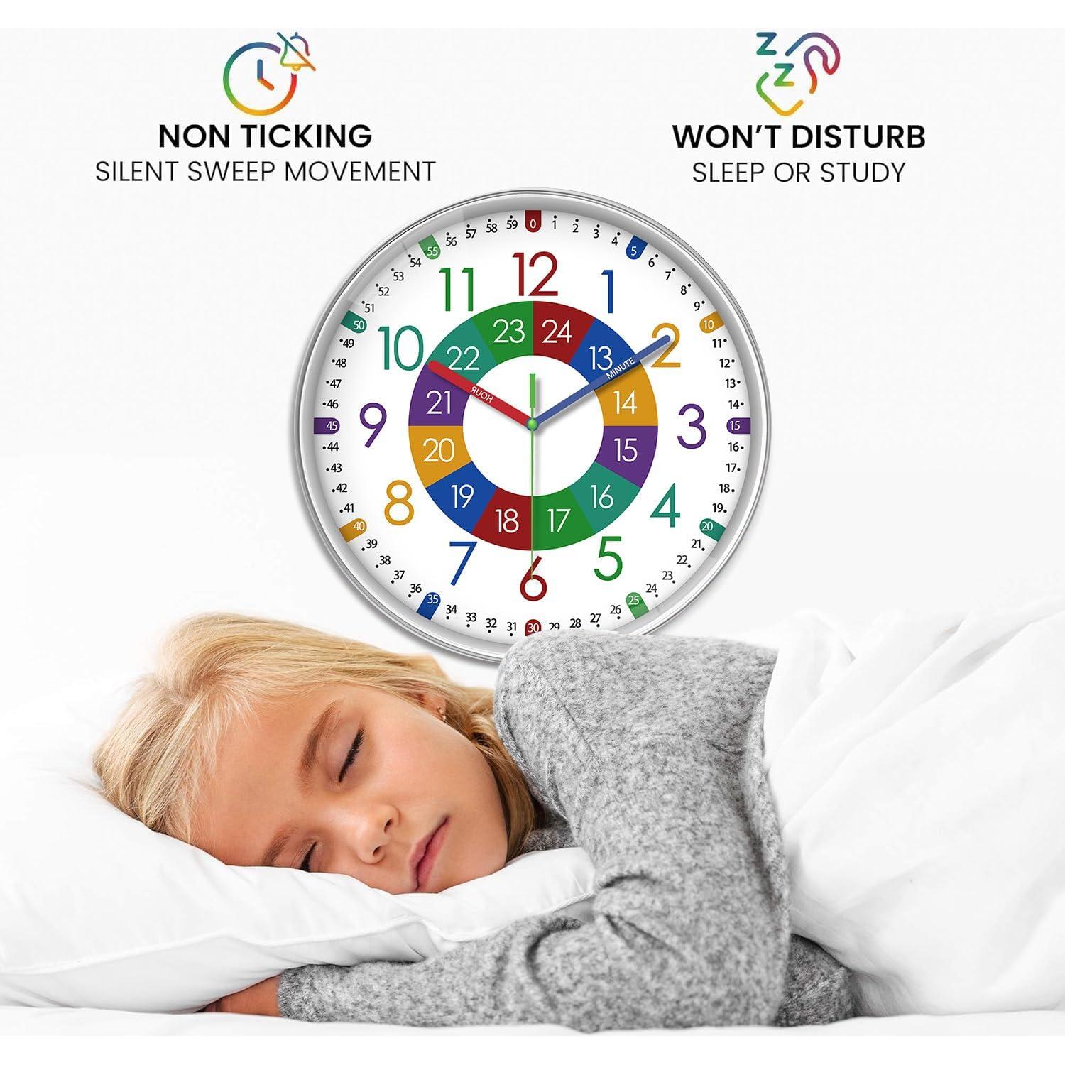 Reloj de Aprendizaje XFM Silencioso 20.32 cm para Niños