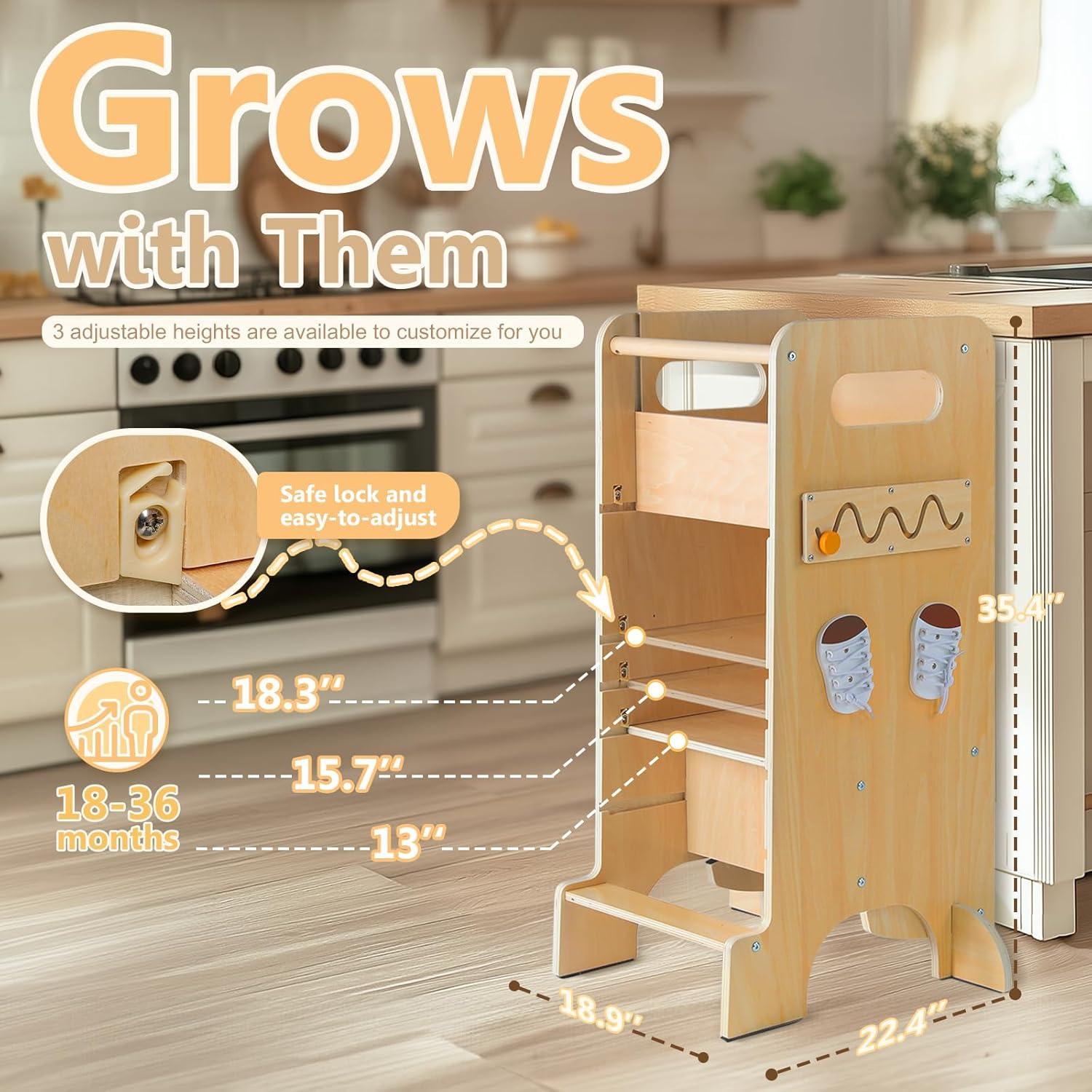 Torre de Aprendizaje Multifuncional FlyingBoom 4-en-1 Madera