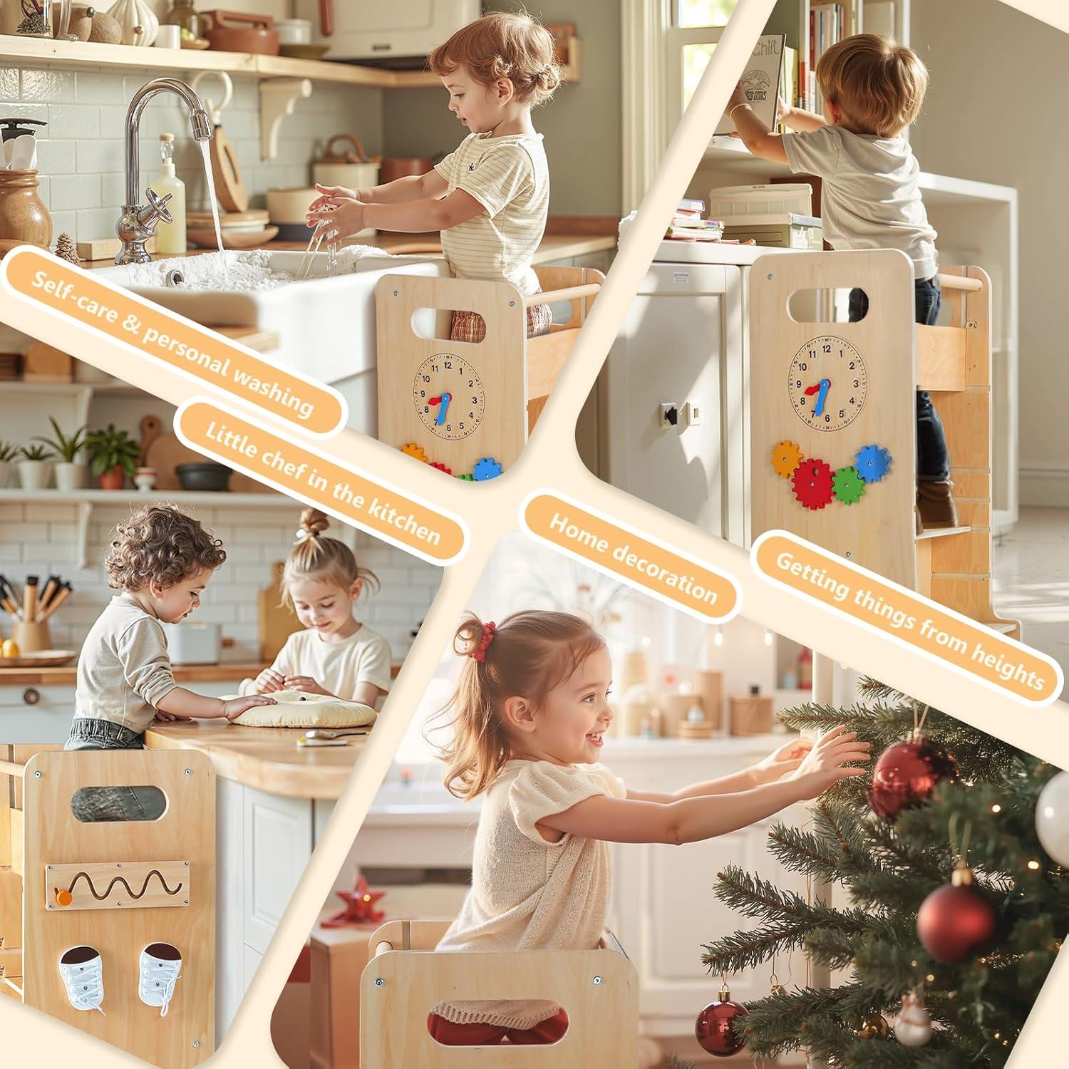 Torre de Aprendizaje Multifuncional FlyingBoom 4-en-1 Madera