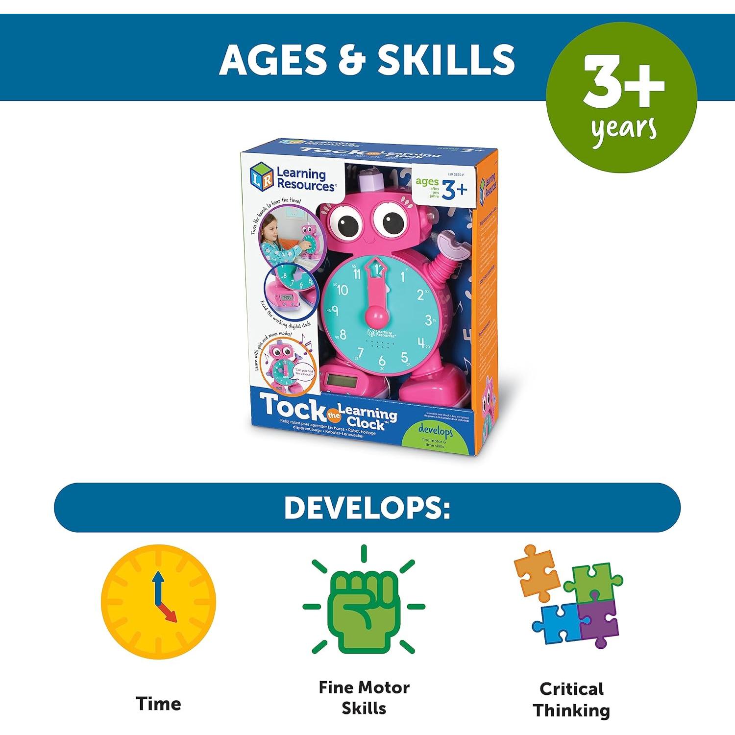 Reloj de Aprendizaje Tock Rosa Learning Resources 0.55 kg