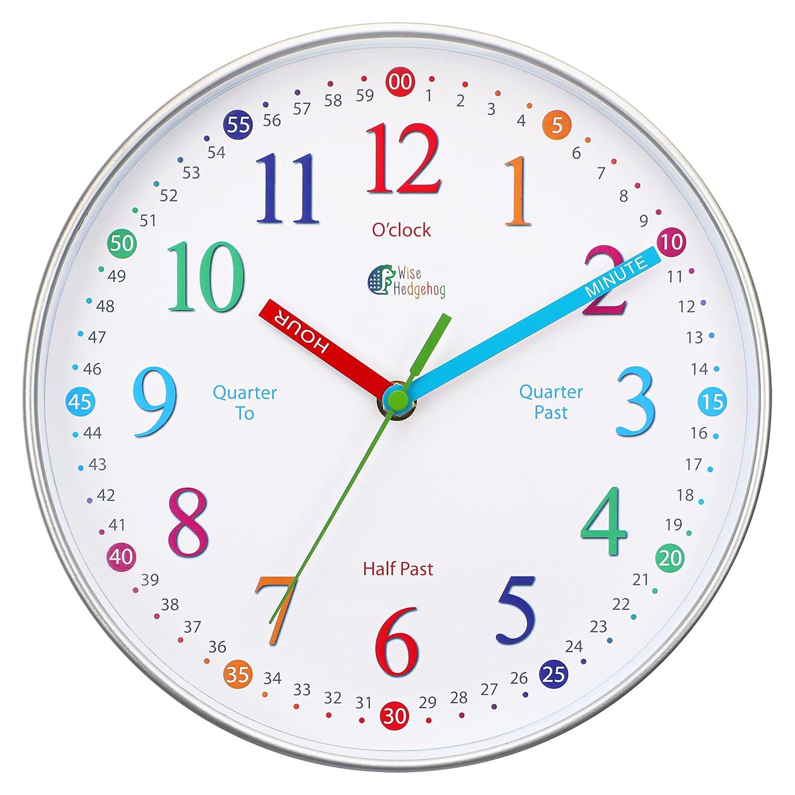 Reloj de Aprendizaje Silencioso 25.4 cm Wise Hedgehog