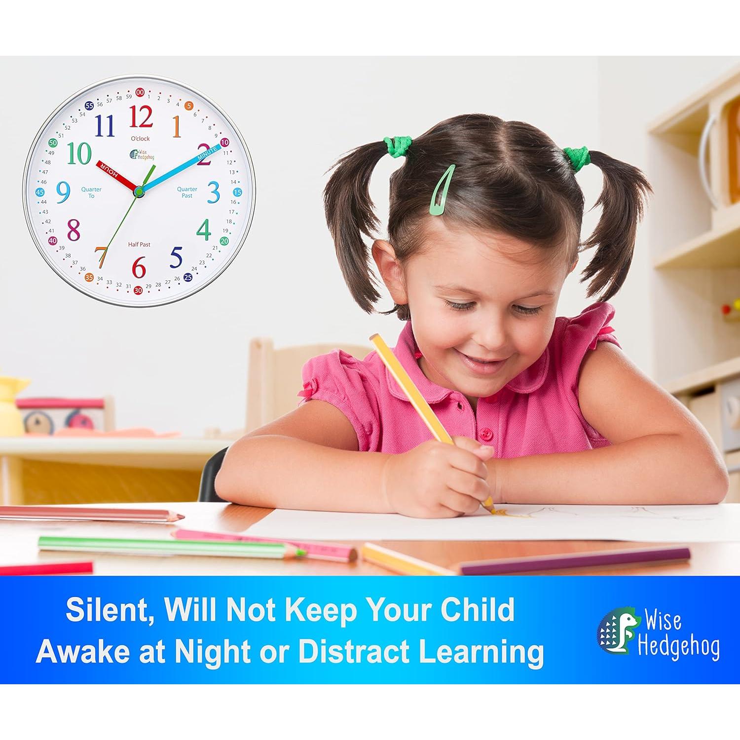Reloj de Aprendizaje Silencioso 25.4 cm Wise Hedgehog