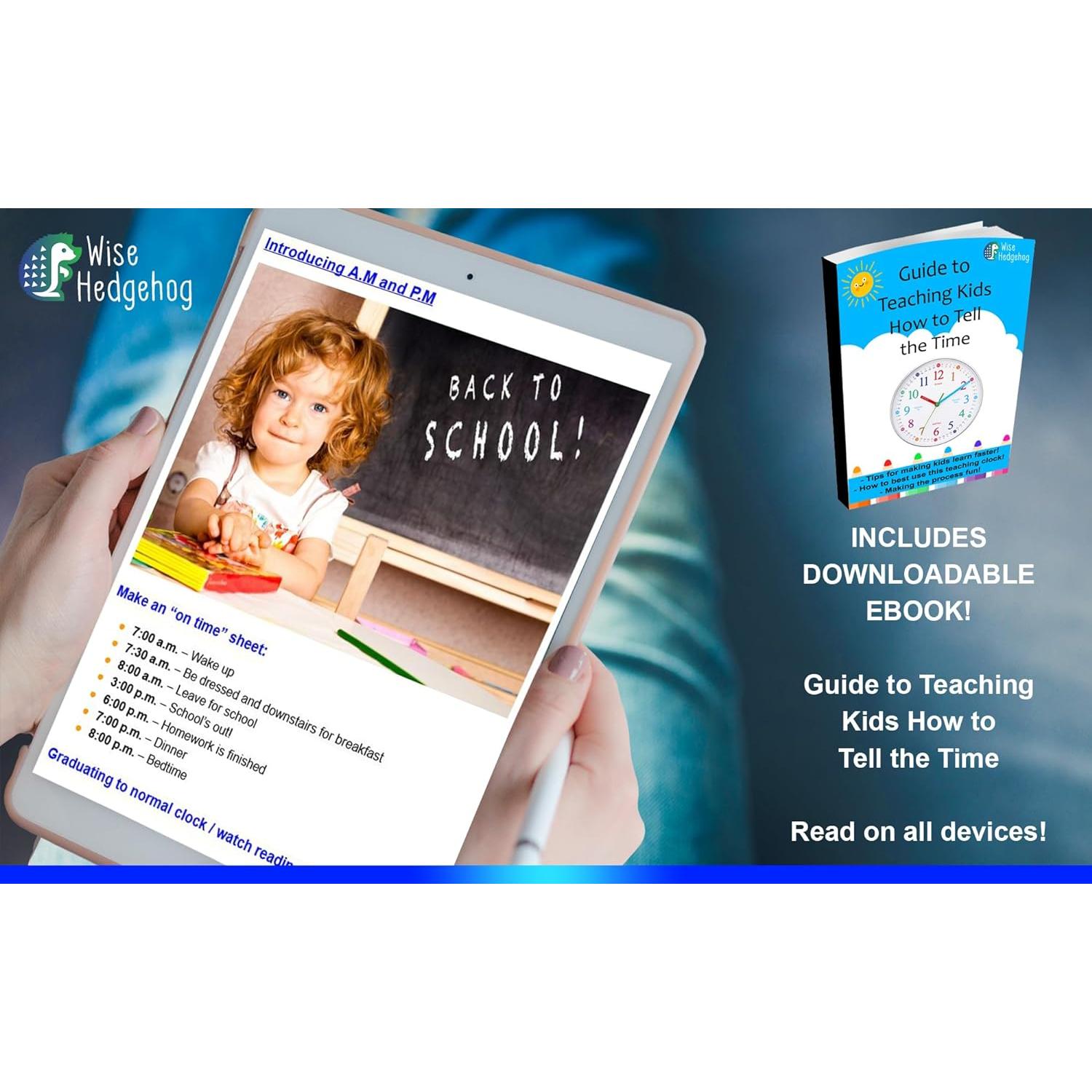 Reloj de Aprendizaje Silencioso 25.4 cm Wise Hedgehog