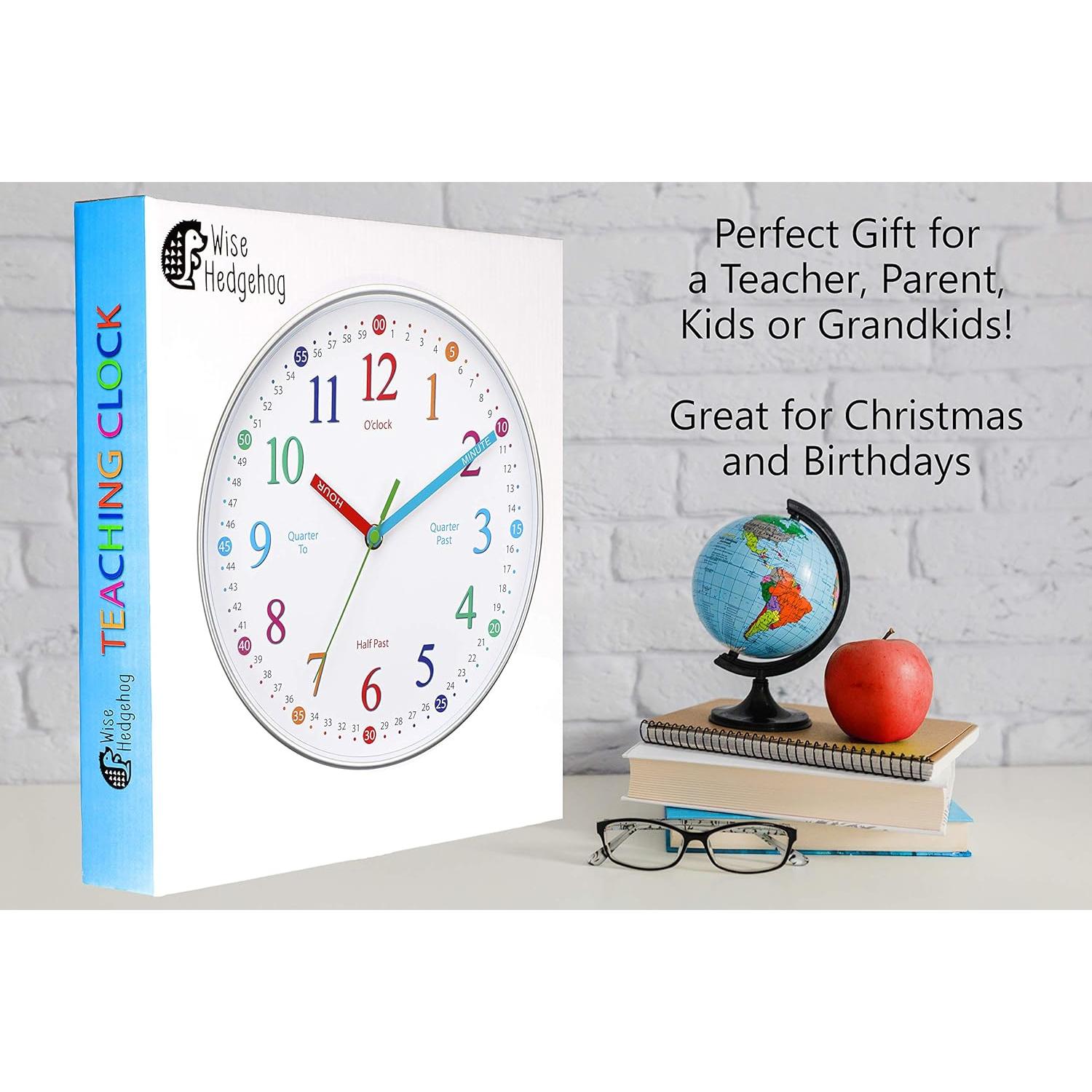 Reloj de Aprendizaje Silencioso 25.4 cm Wise Hedgehog