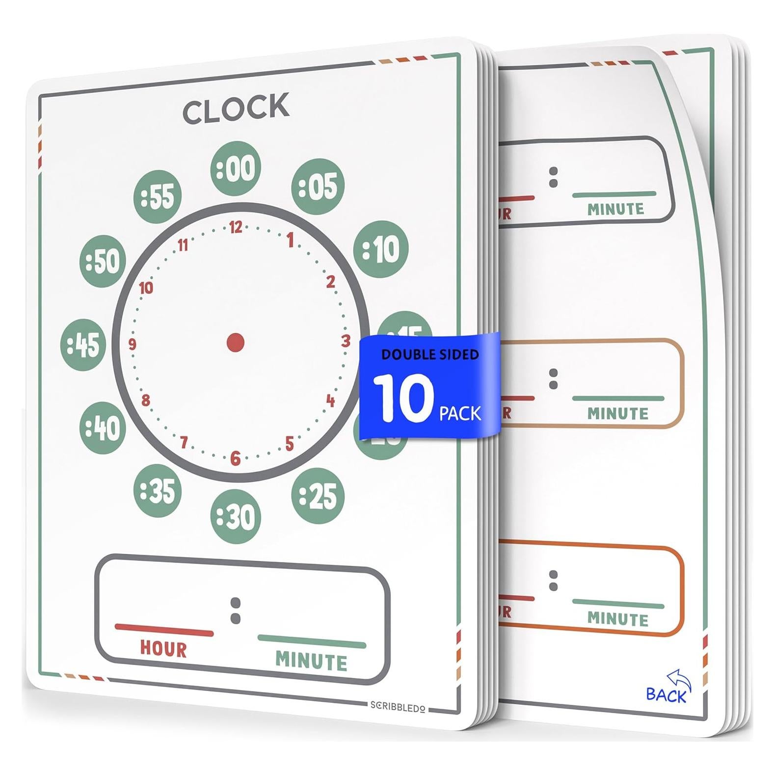 Hojas de Enseñanza de Reloj Scribbledo - Paquete de 10, 23x30 cm