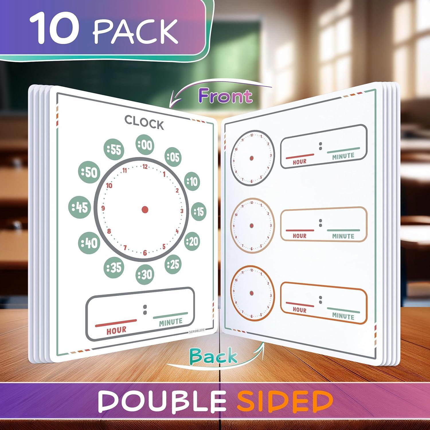 Hojas de Enseñanza de Reloj Scribbledo - Paquete de 10, 23x30 cm