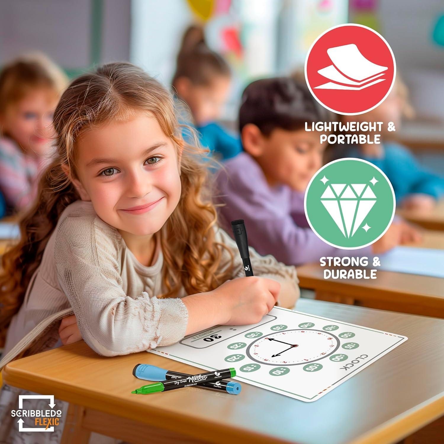 Hojas de Enseñanza de Reloj Scribbledo - Paquete de 10, 23x30 cm