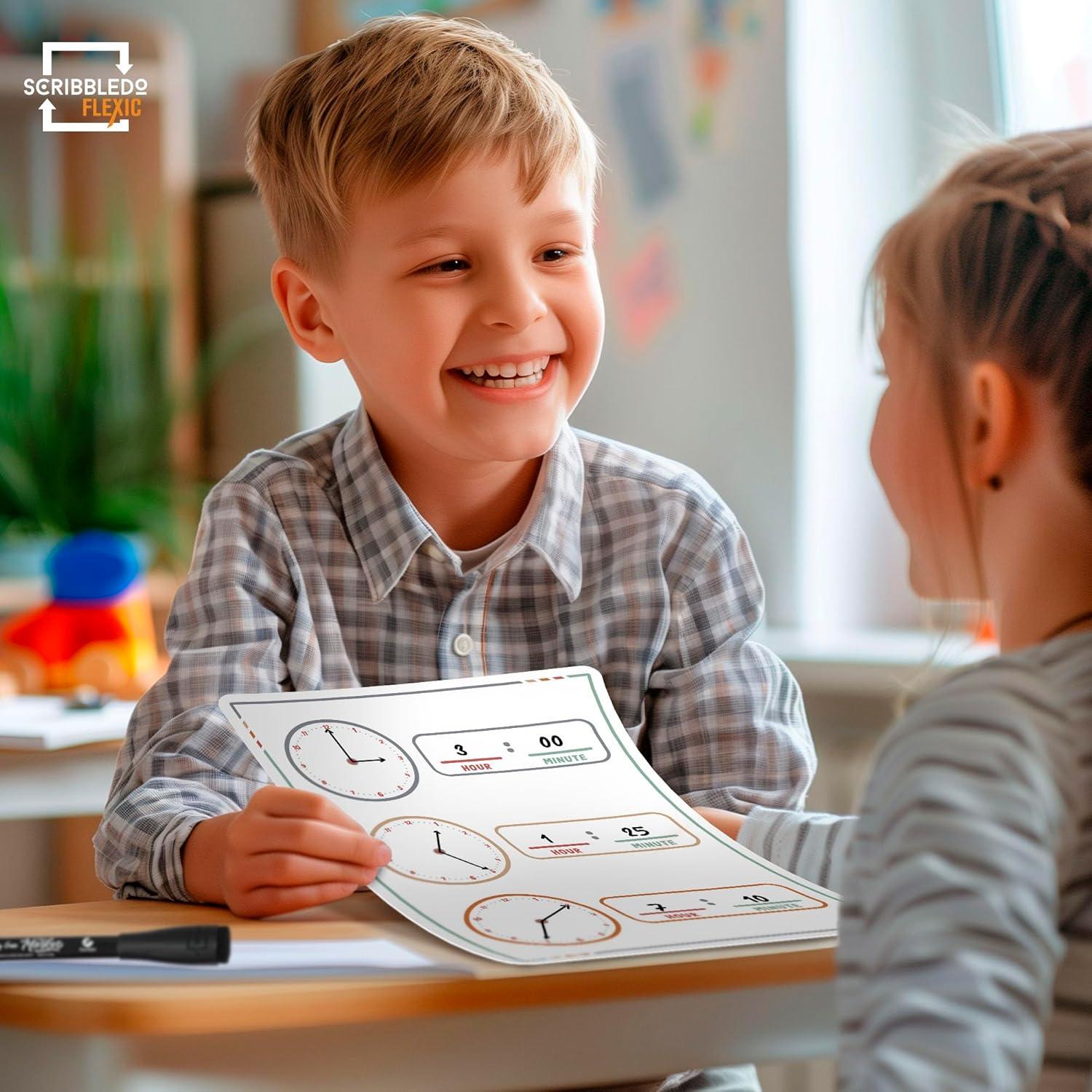 Hojas de Enseñanza de Reloj Scribbledo - Paquete de 10, 23x30 cm