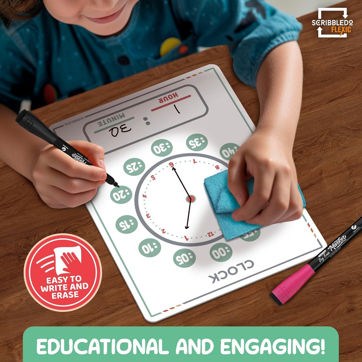 Hojas de Enseñanza de Reloj Scribbledo - Paquete de 10, 23x30 cm