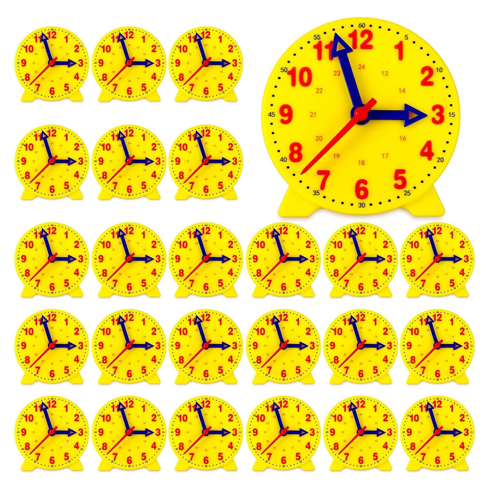 Kit de Reloj de Enseñanza Batiyeer 24 Piezas 10 cm Amarillo