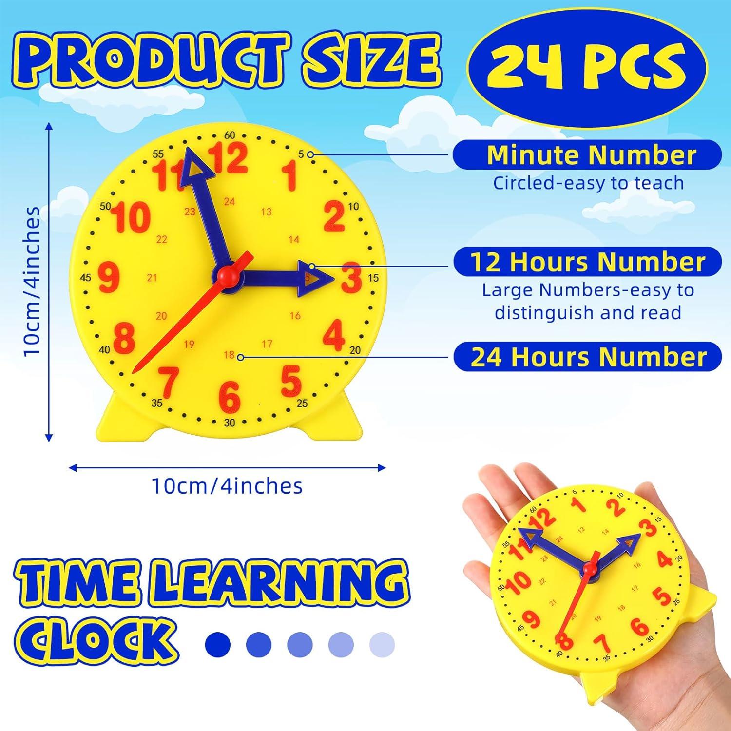 Kit de Reloj de Enseñanza Batiyeer 24 Piezas 10 cm Amarillo