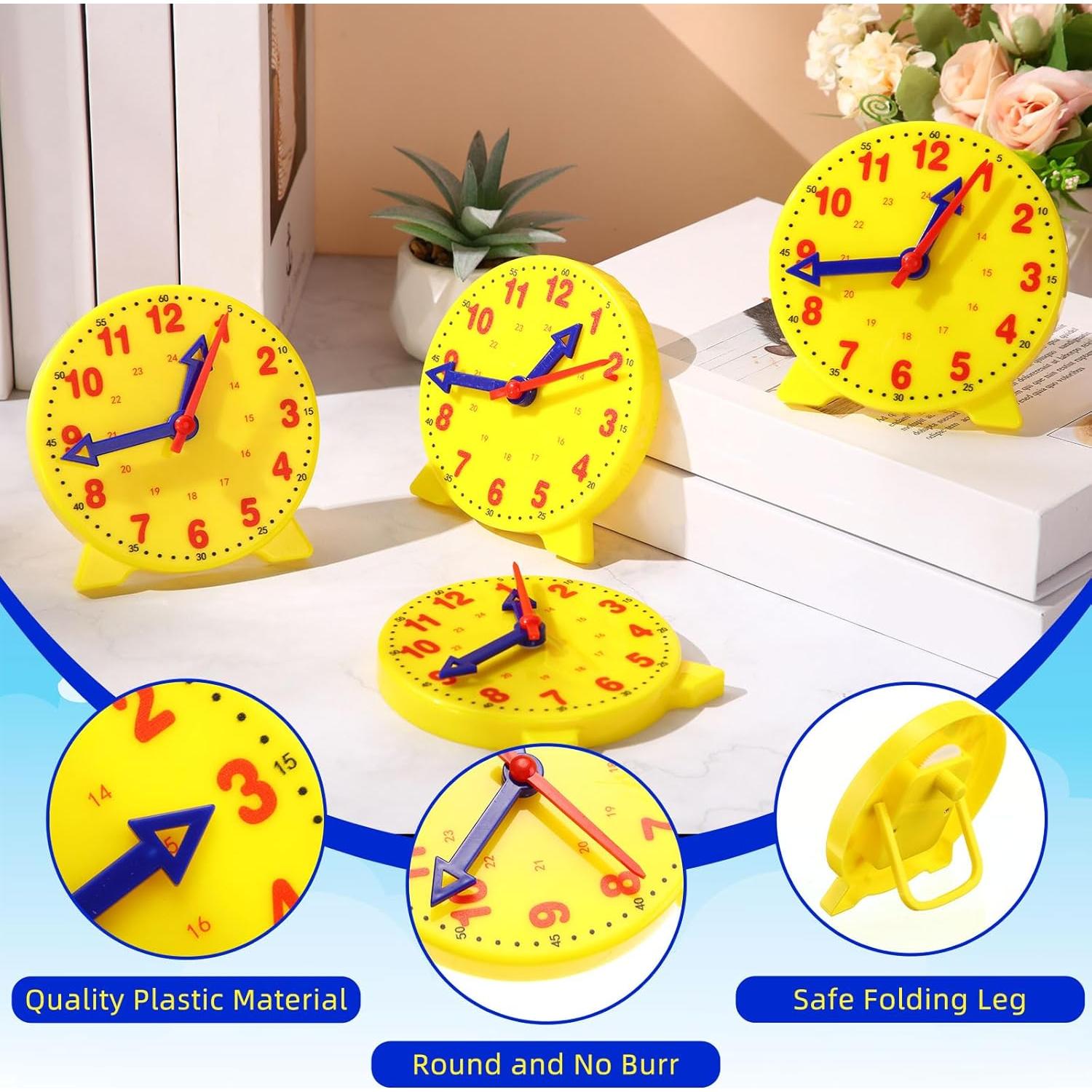 Kit de Reloj de Enseñanza Batiyeer 24 Piezas 10 cm Amarillo