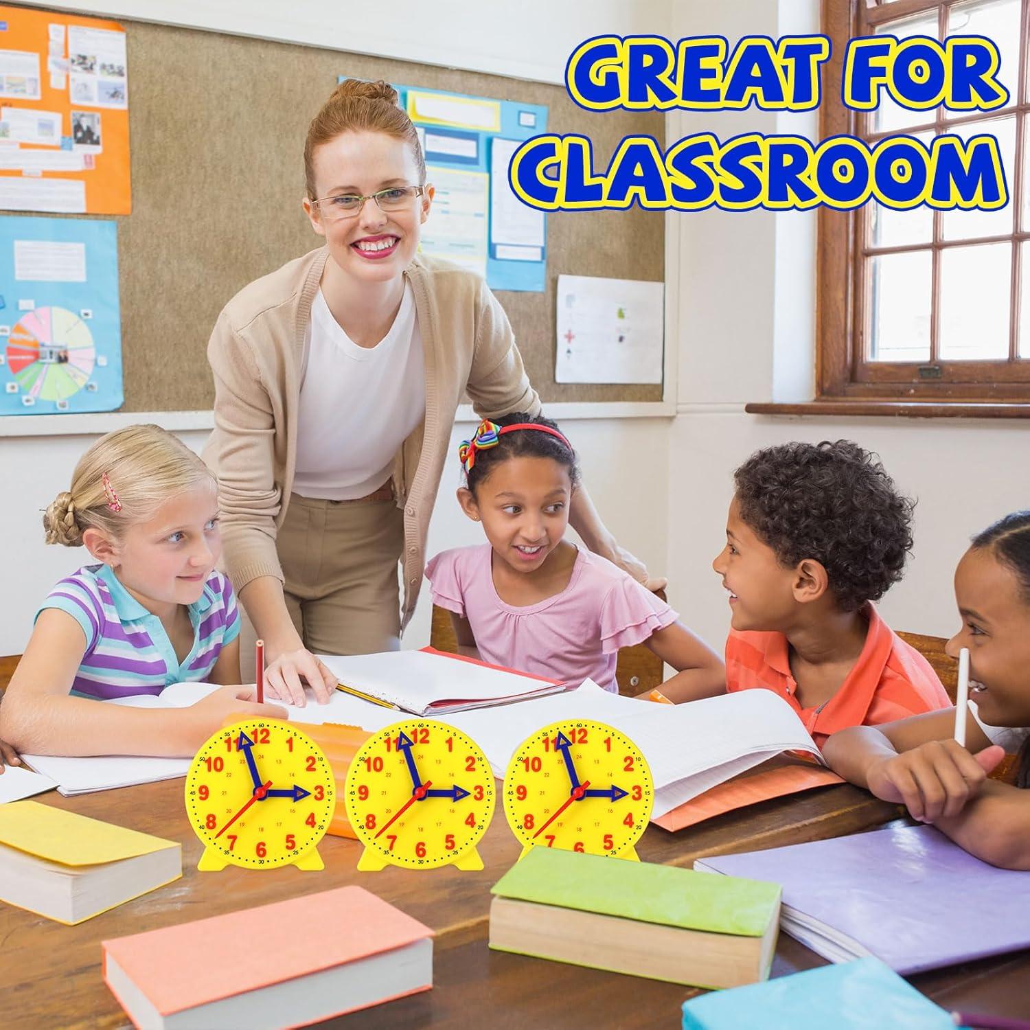 Kit de Reloj de Enseñanza Batiyeer 24 Piezas 10 cm Amarillo