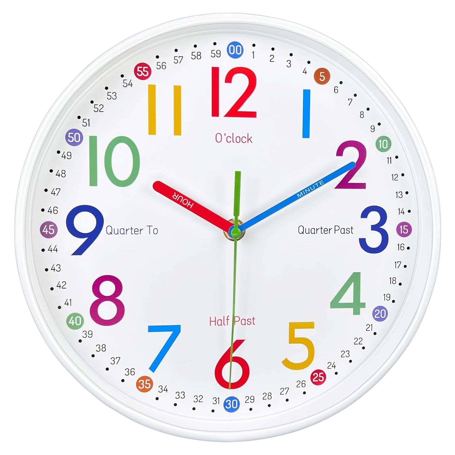 Reloj de Pared Analógico AIRUIFU 30.48 cm Colorido Silencioso