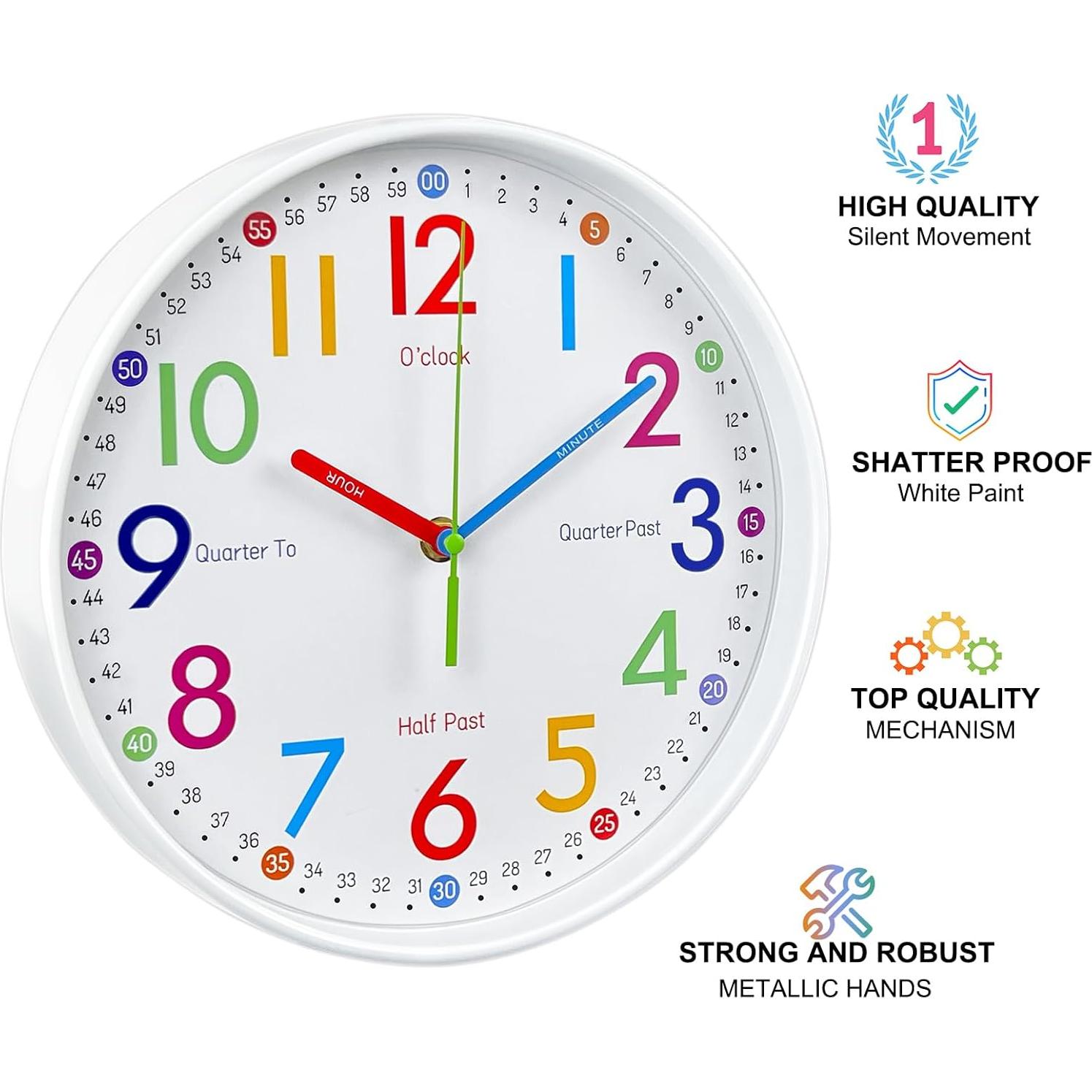 Reloj de Pared Analógico AIRUIFU 30.48 cm Colorido Silencioso