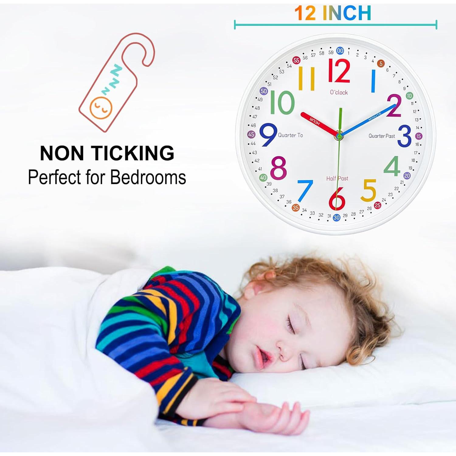 Reloj de Pared Analógico AIRUIFU 30.48 cm Colorido Silencioso