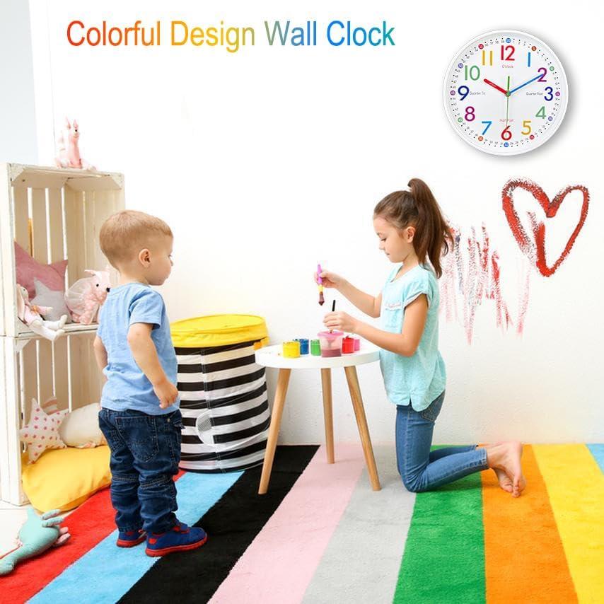 Reloj de Pared Analógico AIRUIFU 30.48 cm Colorido Silencioso