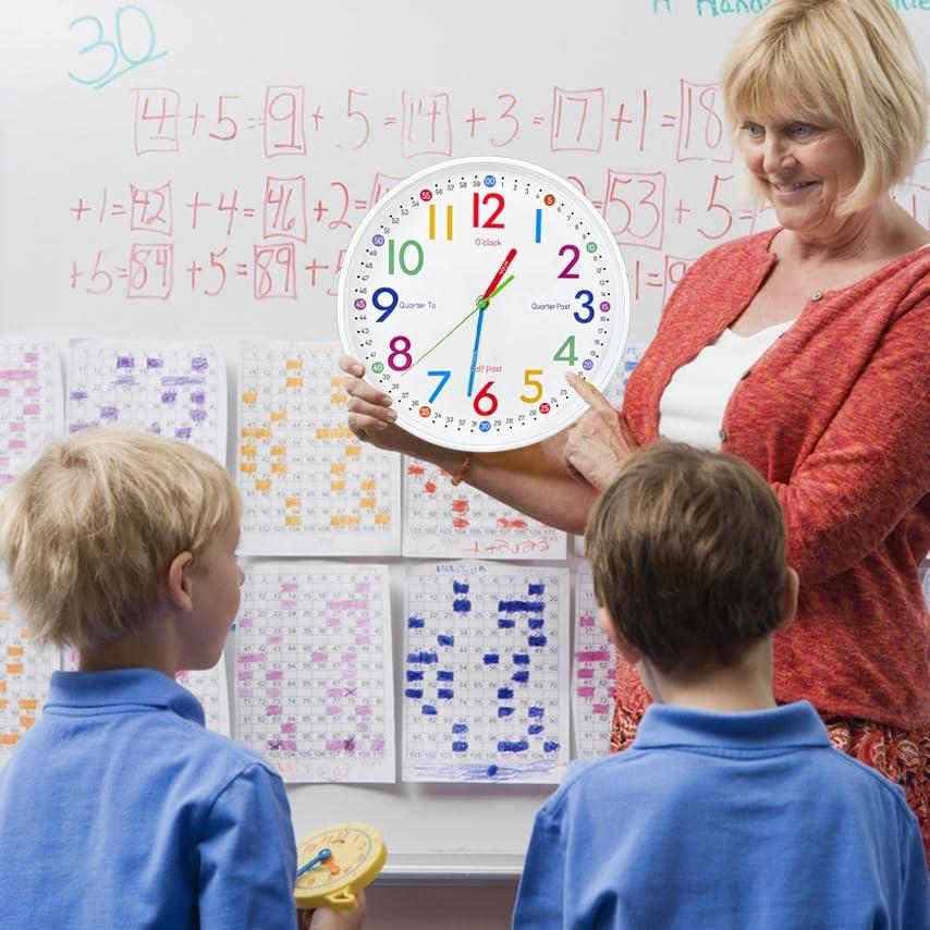 Reloj de Pared Analógico AIRUIFU 30.48 cm Colorido Silencioso