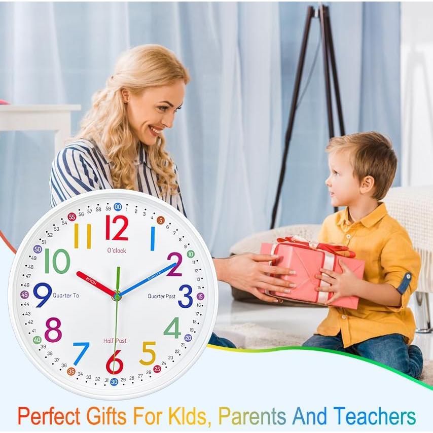 Reloj de Pared Analógico AIRUIFU 30.48 cm Colorido Silencioso