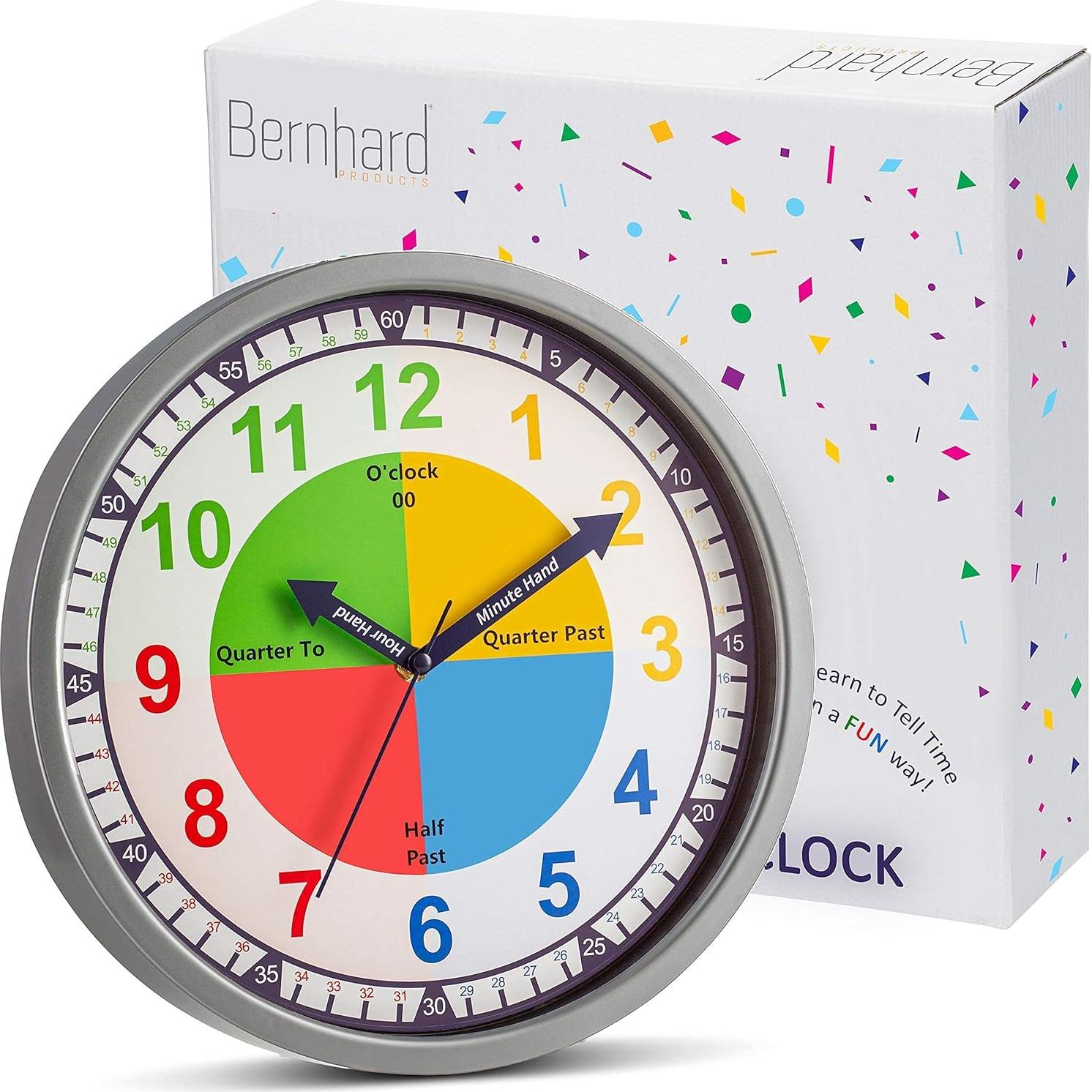Reloj de Pared Colorido 30 cm Bernhard para Niños Silencioso