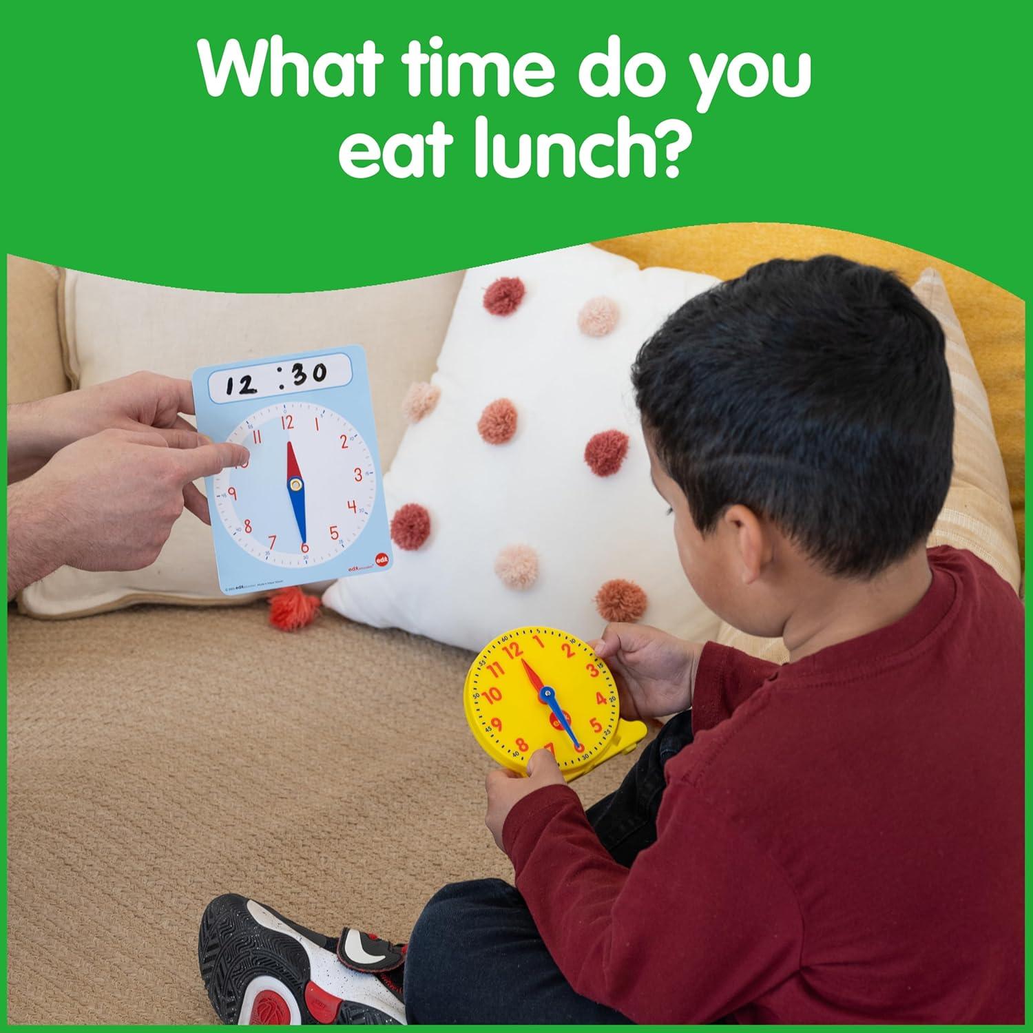 Conjunto de Reloj de Aprendizaje Edx Education | 8 Tarjetas Doble Cara y 25 Didácticas