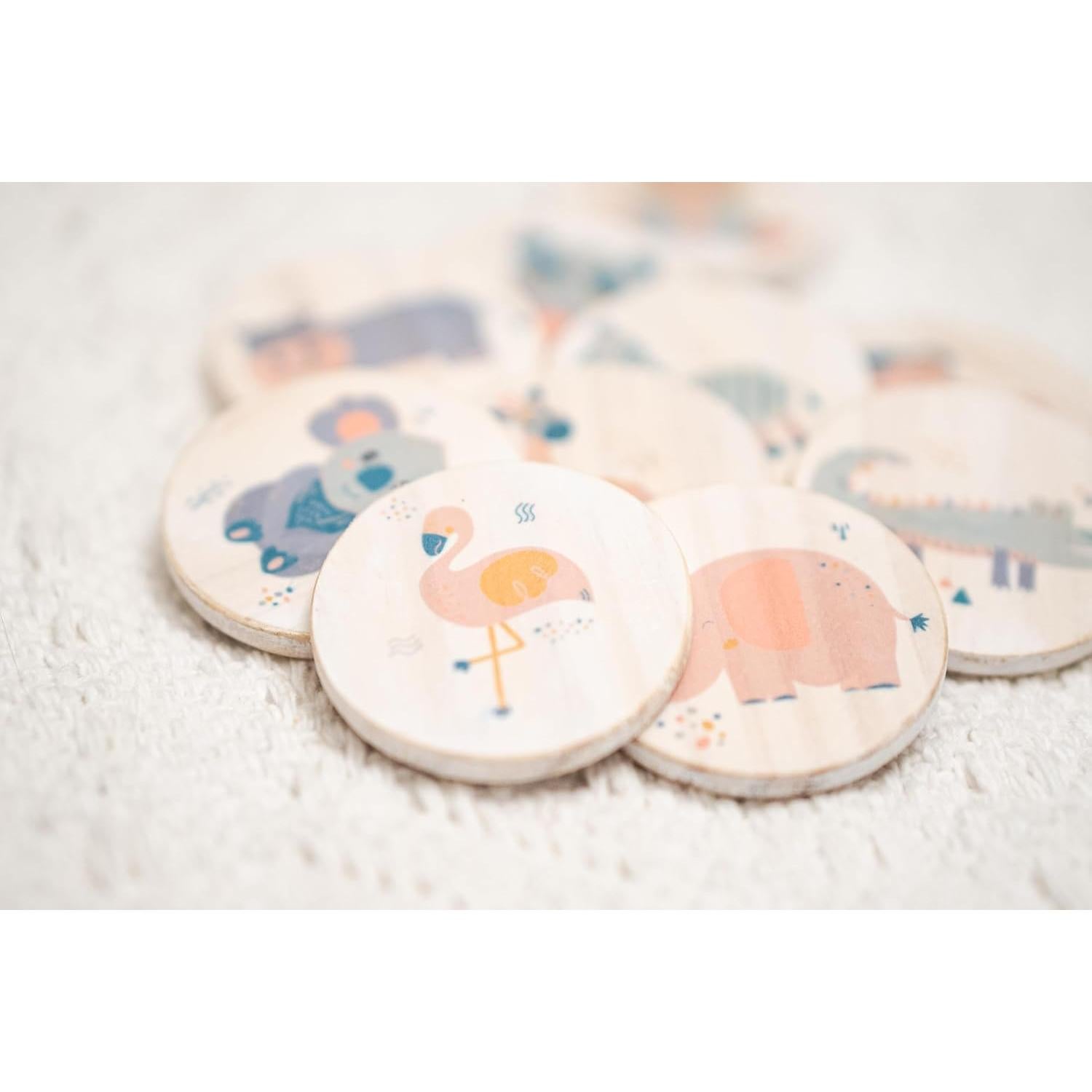 Juego de Memoria de Animales de Madera Montessori 20 Azulejos