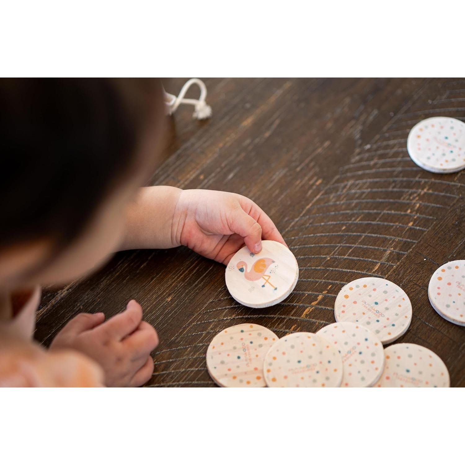Juego de Memoria de Animales de Madera Montessori 20 Azulejos
