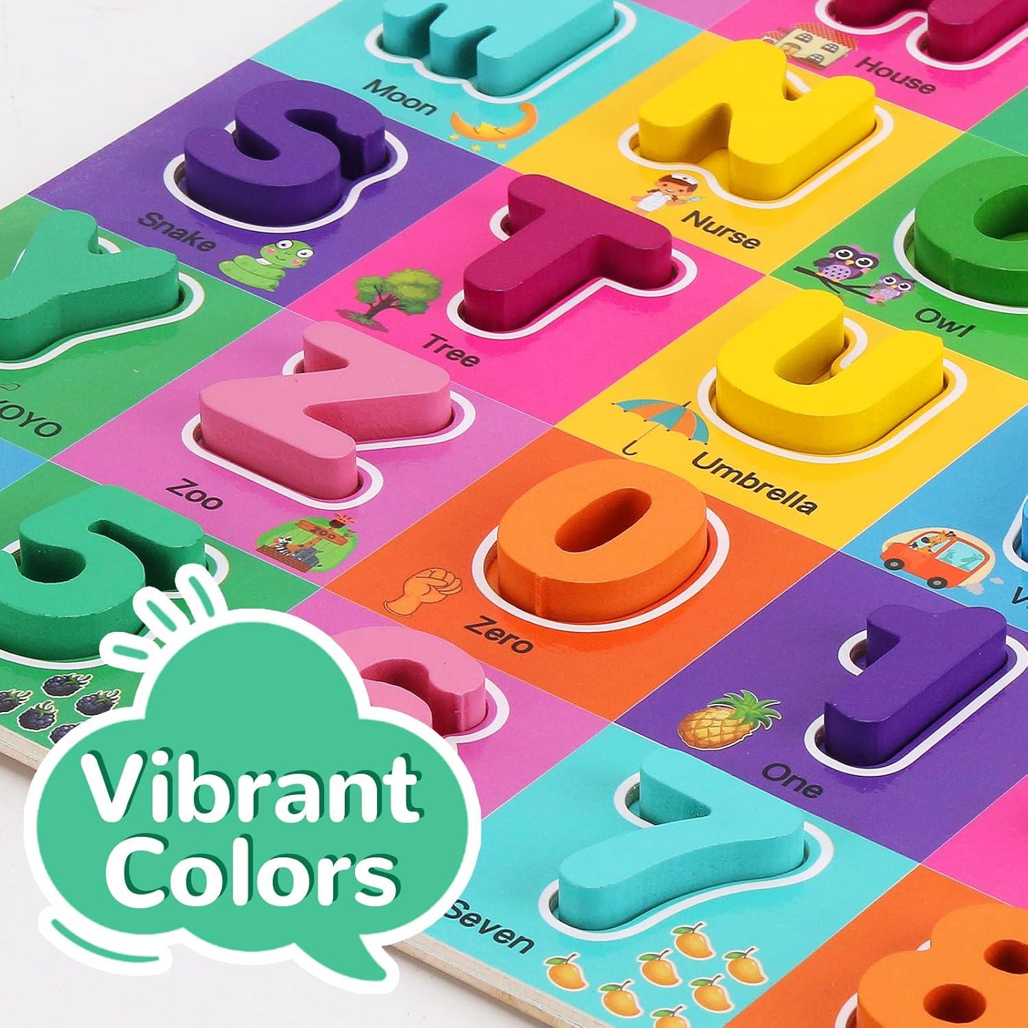 Rompecabezas de Alfabeto y Números de Madera NASHRIO 30x30 cm