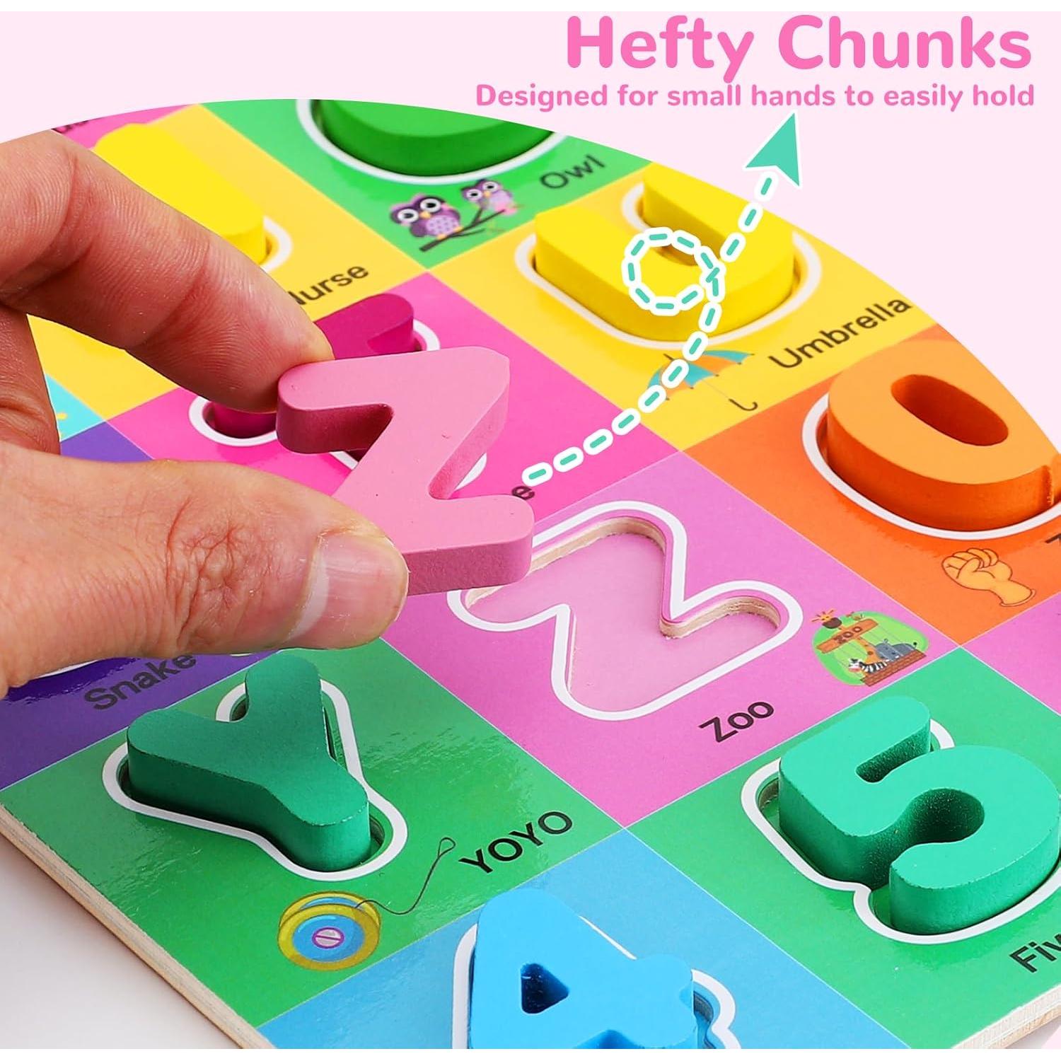 Rompecabezas de Alfabeto y Números de Madera NASHRIO 30x30 cm