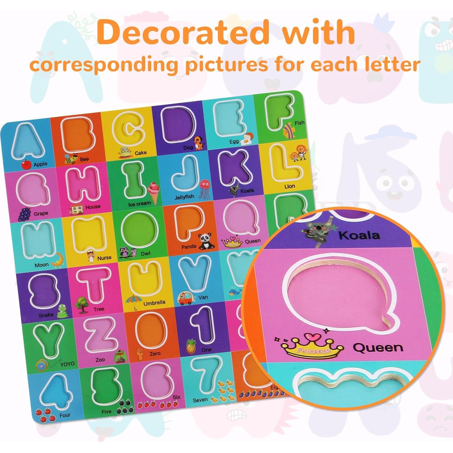 Rompecabezas de Alfabeto y Números de Madera NASHRIO 30x30 cm