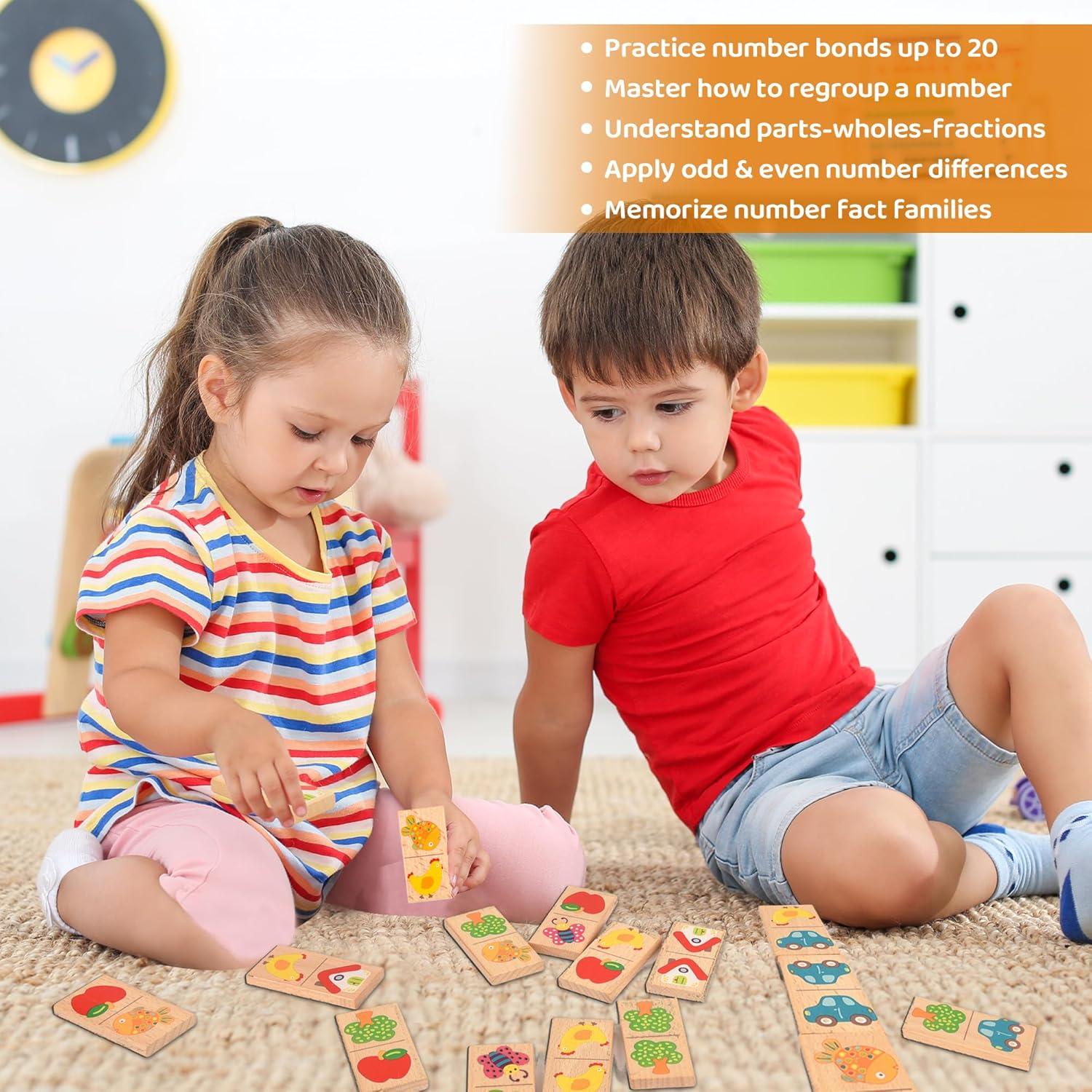 Juego de Dominó de Madera 28 Piezas - Busaurus - Frutas y Animales