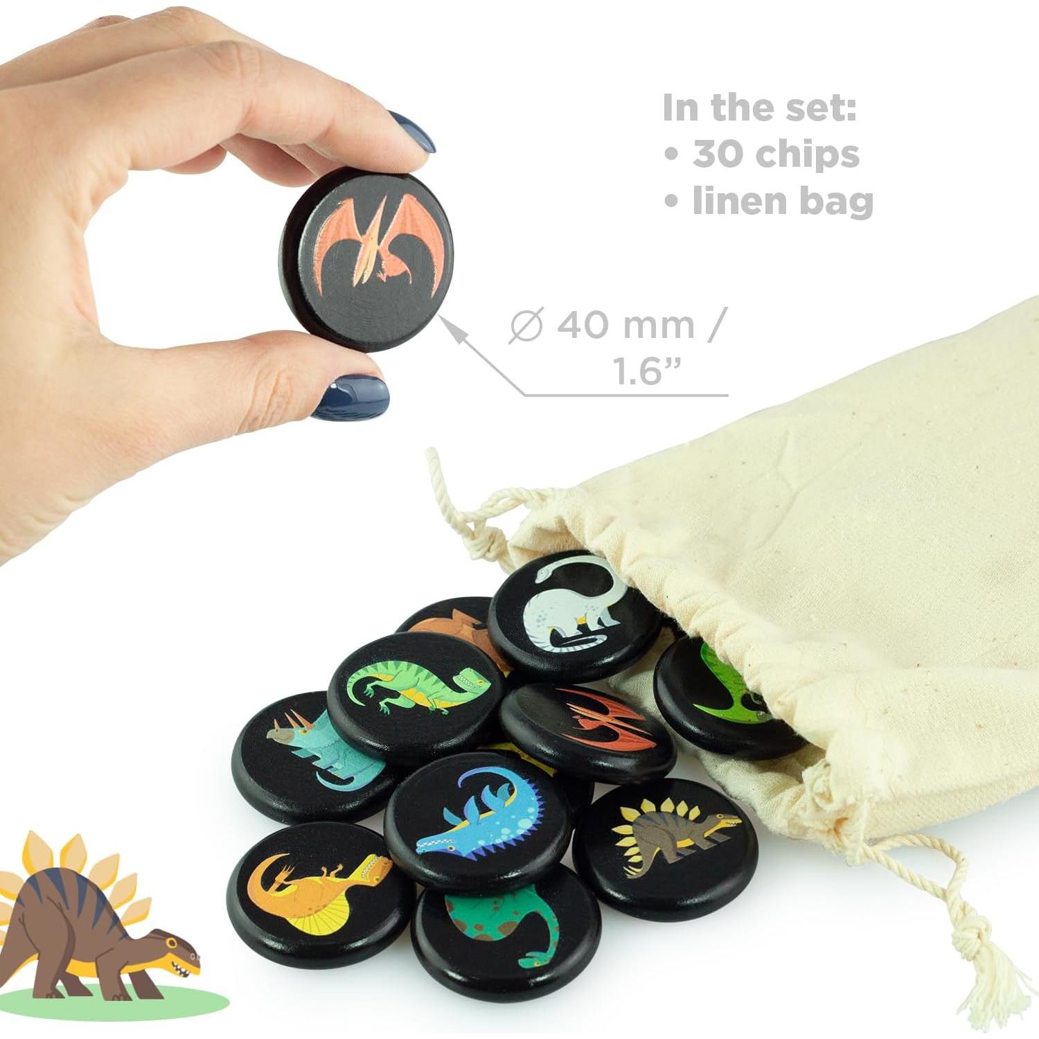 Juego de Memoria de Dinosaurios Ulanik - 30 Fichas de Madera