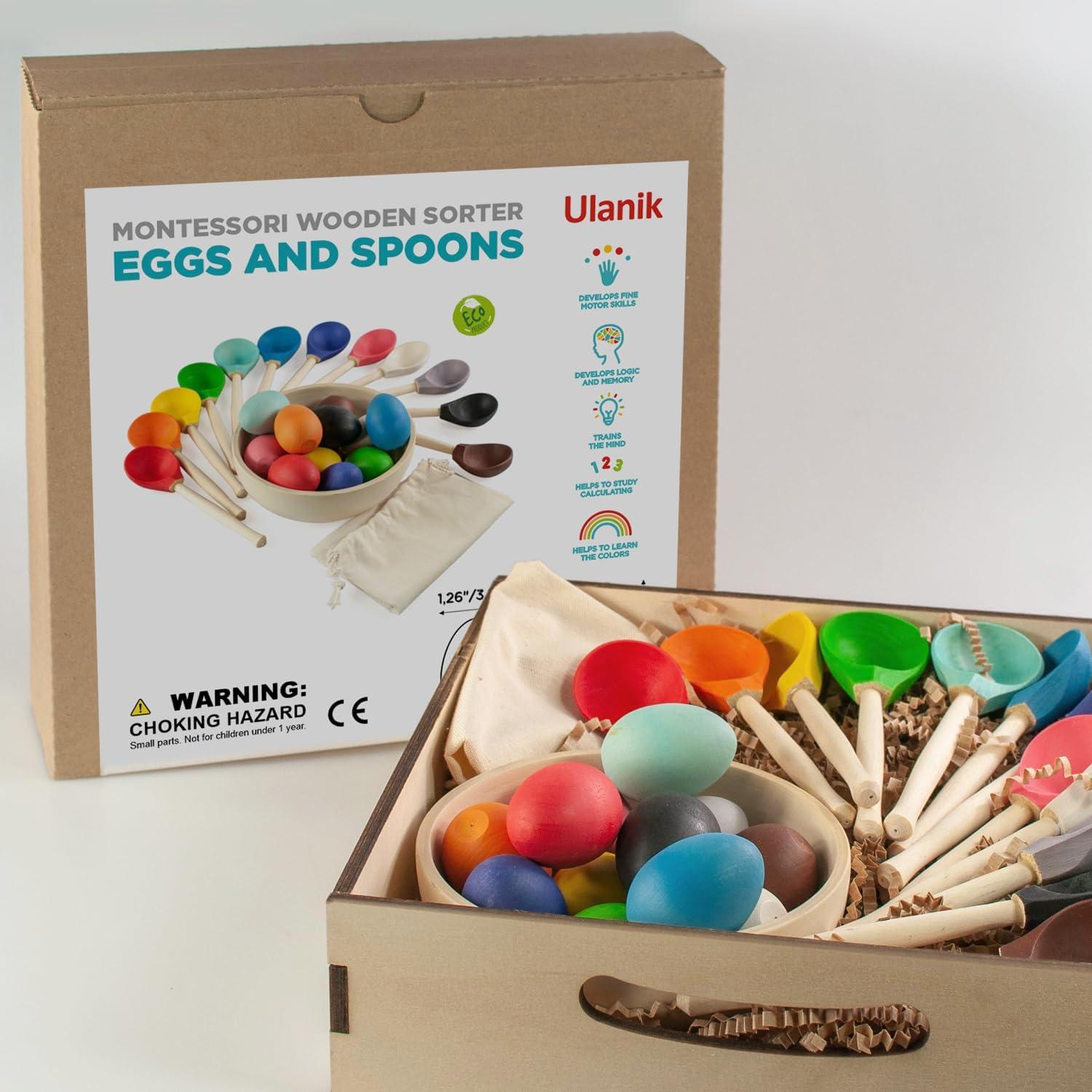 Juego Montessori Ulanik de Huevos y Cucharas - 12 Piezas