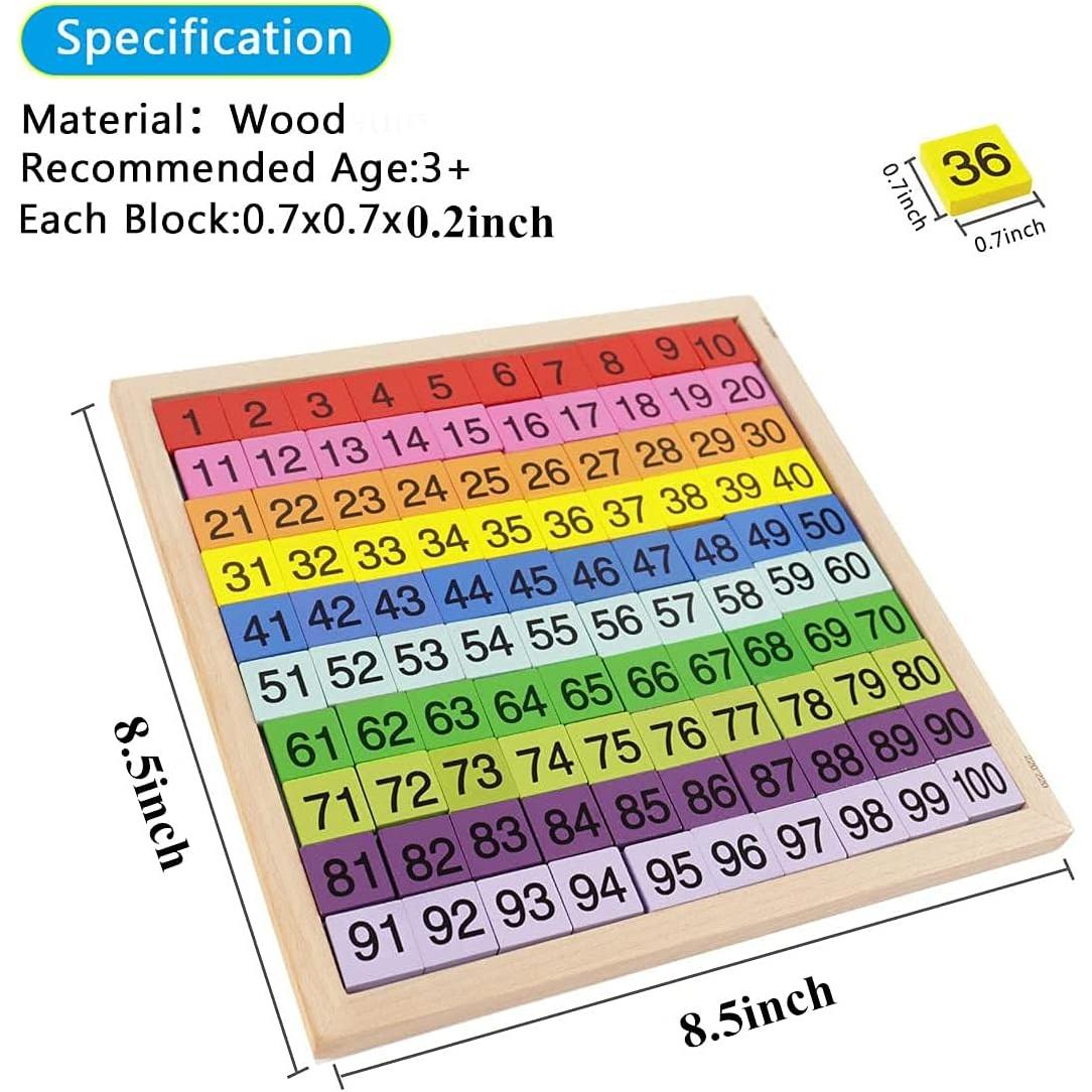 Juego de Mesa Montessori 100 Números de Madera CICITOYWO
