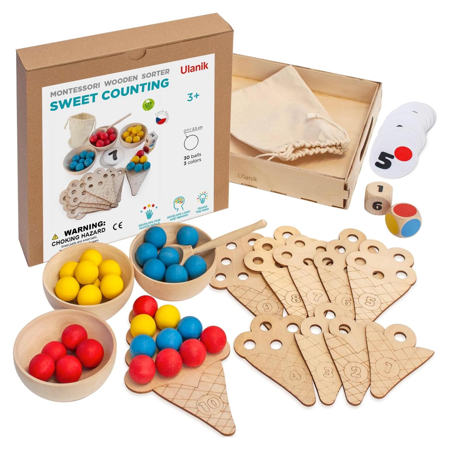 Juguetes Montessori Ulanik Sweet Counting - 30 Pelotas 2.5 cm